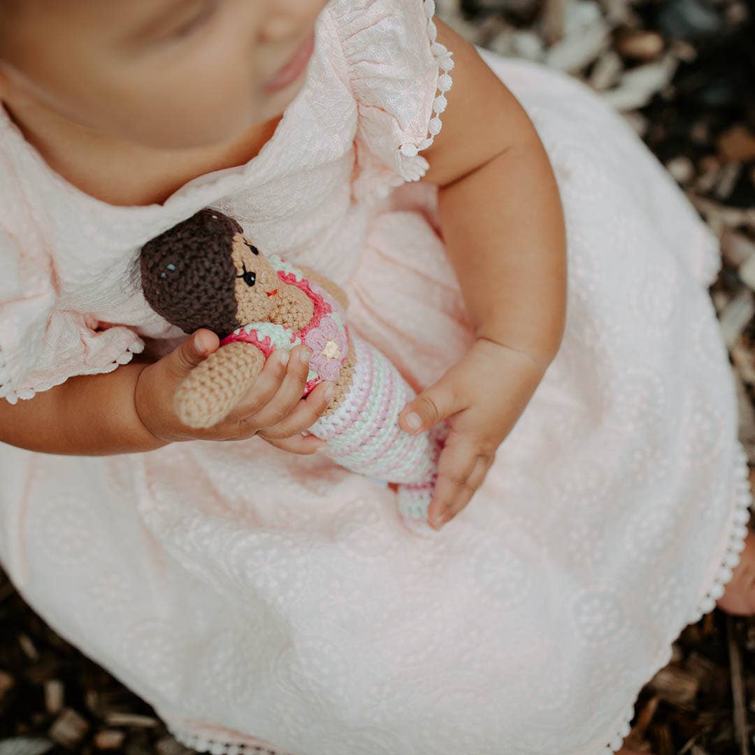 Pretty in Pink  - Handmade Brown-Skinned Mermaid Rattle