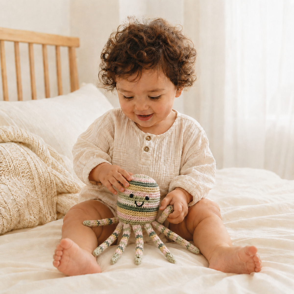 Lullaby Stitch | Octopus Rattle - Stripe