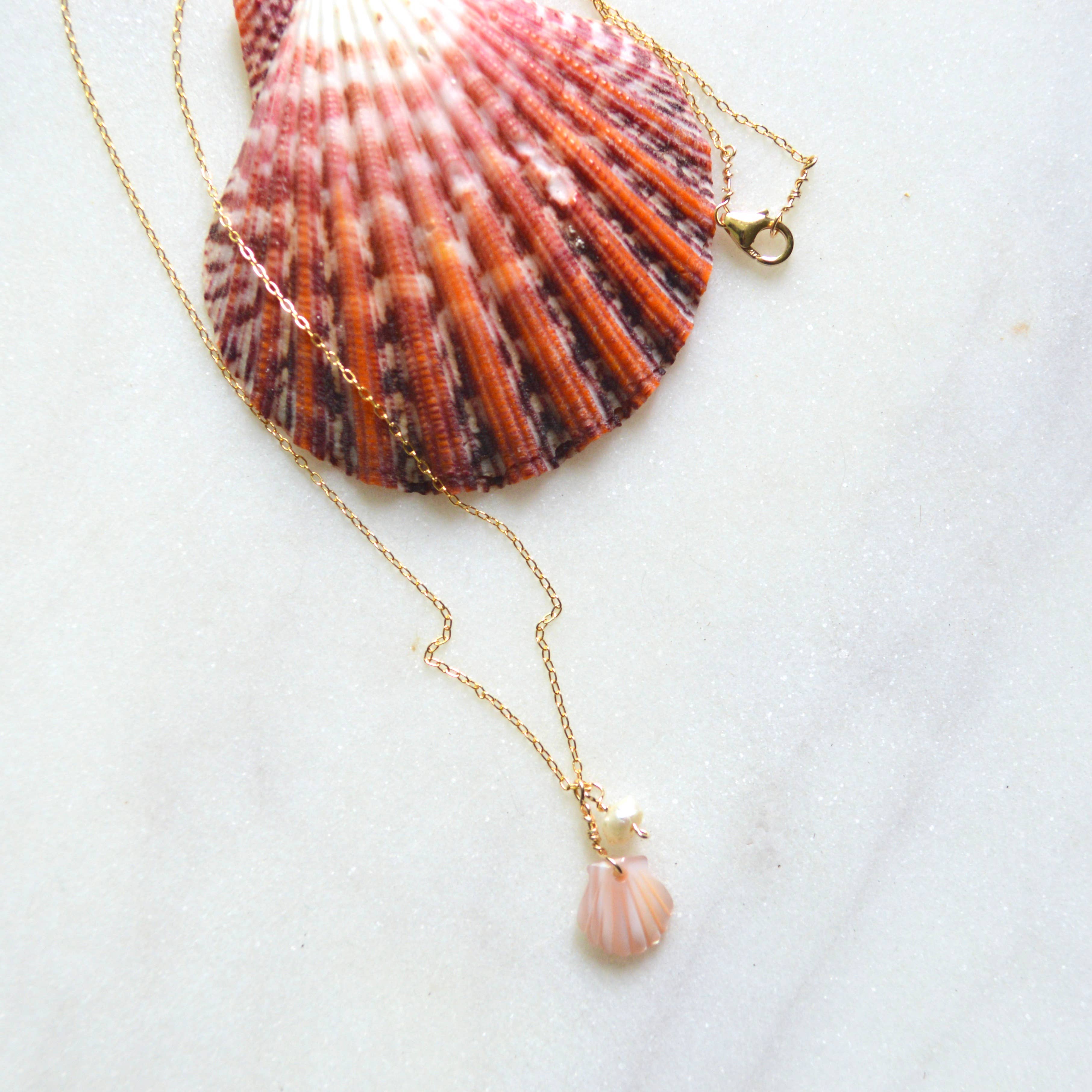 Pink Scallop Shell Necklace