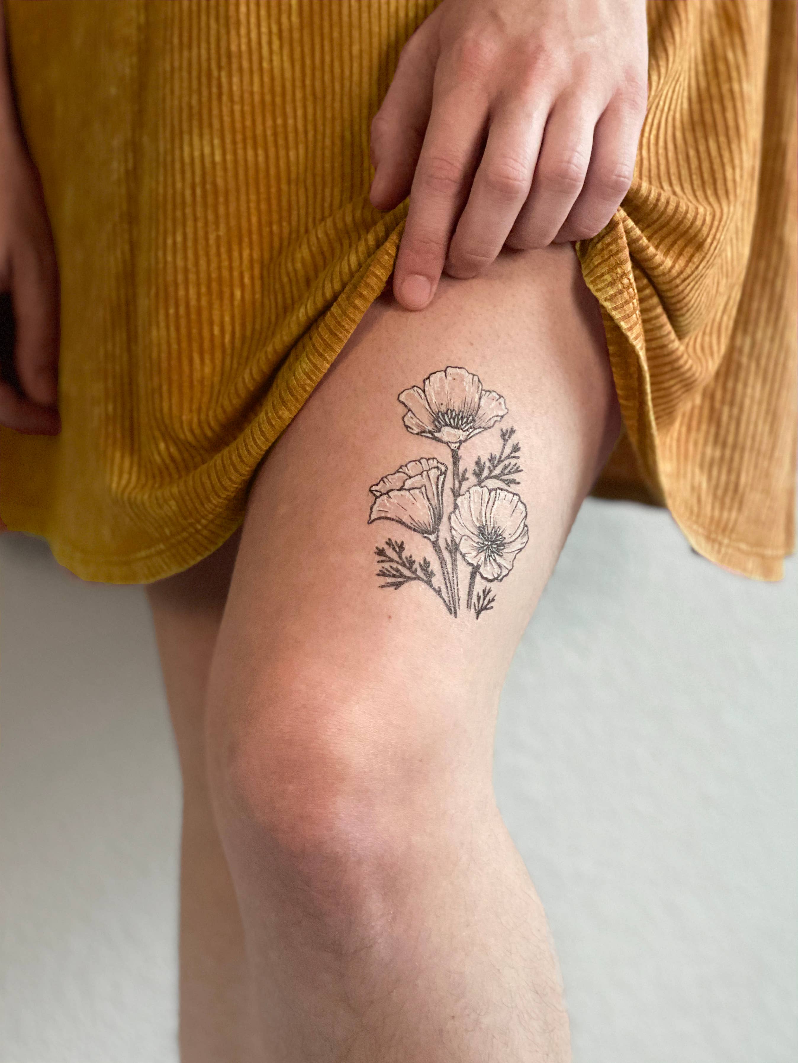 NatureTats - Golden Poppy Temporary Tattoo