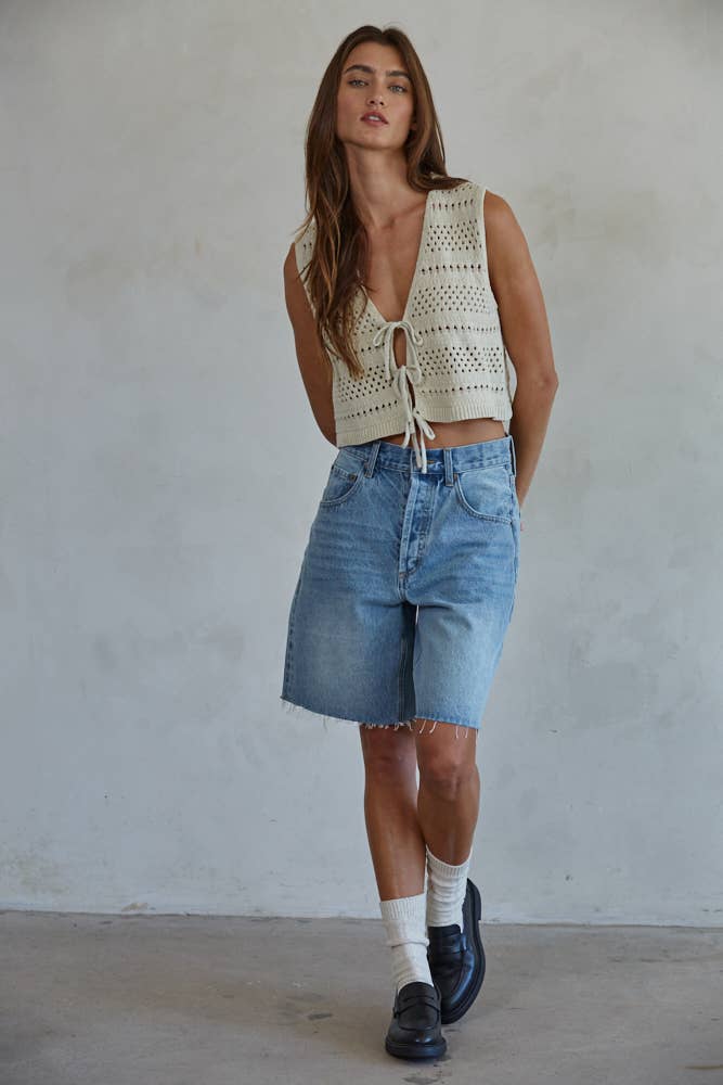 W1828 | Knit Sweater Cotton Crochet Best Top