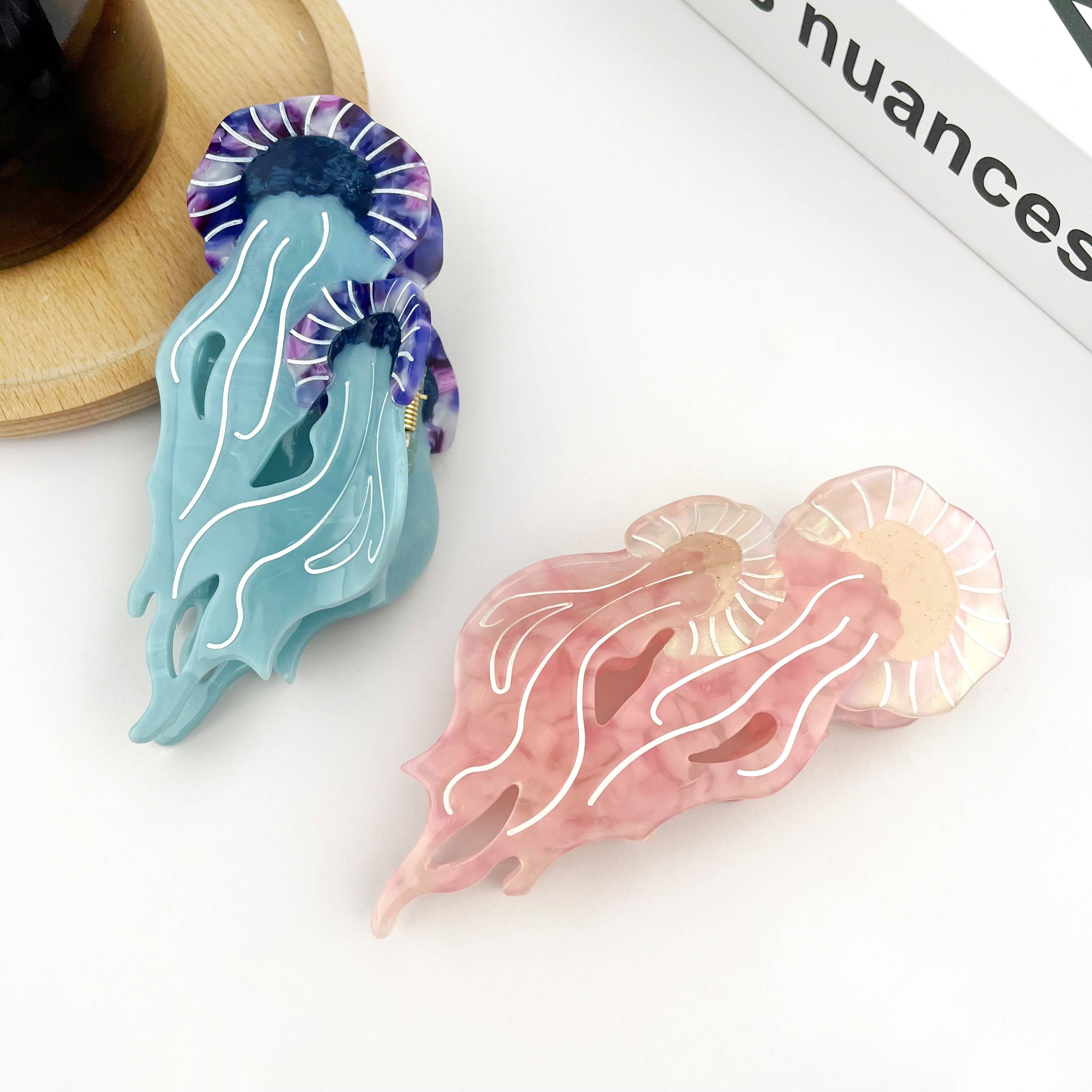 Jellyfish Claw Clip, Acetate Marine Life Series Hair Clip