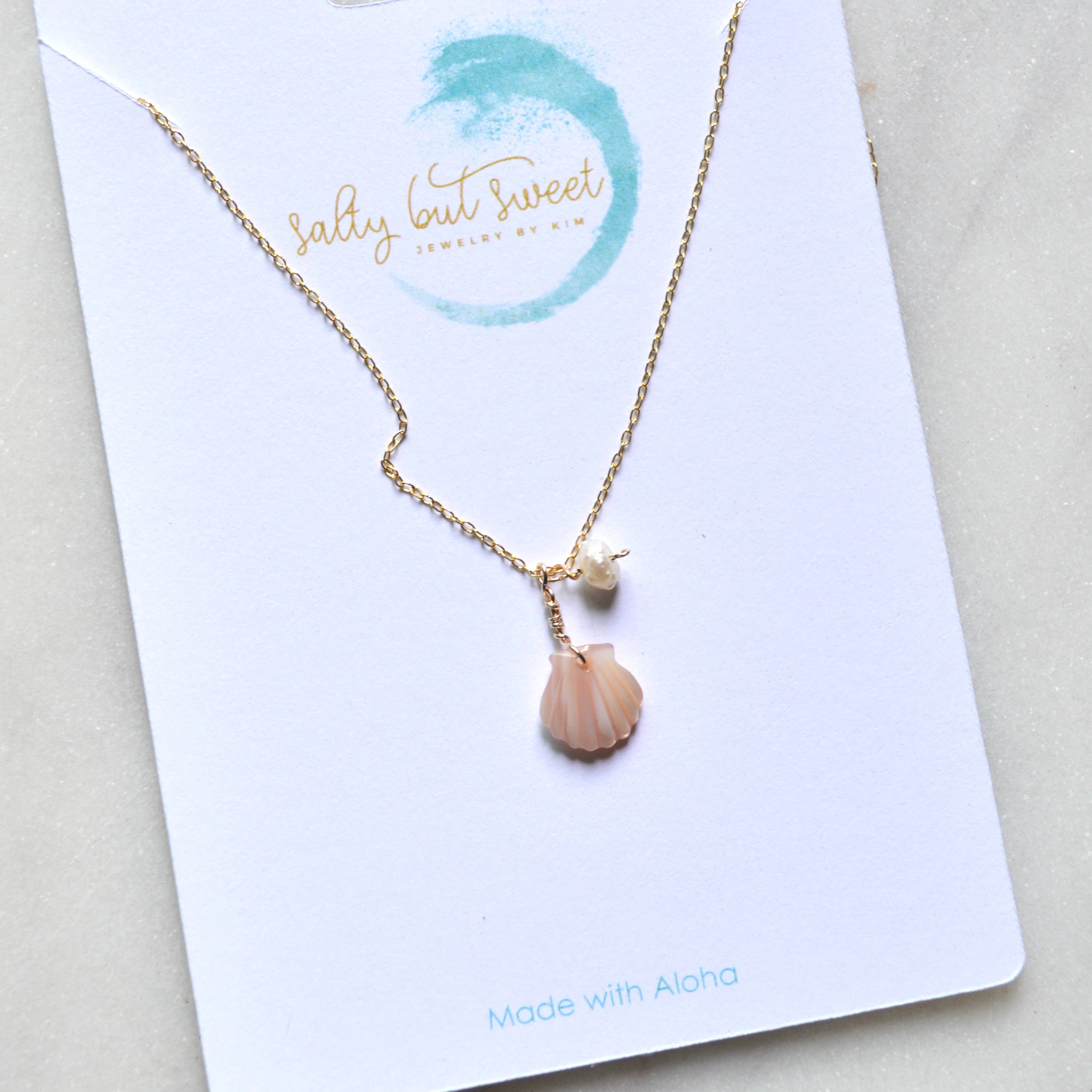 Pink Scallop Shell Necklace