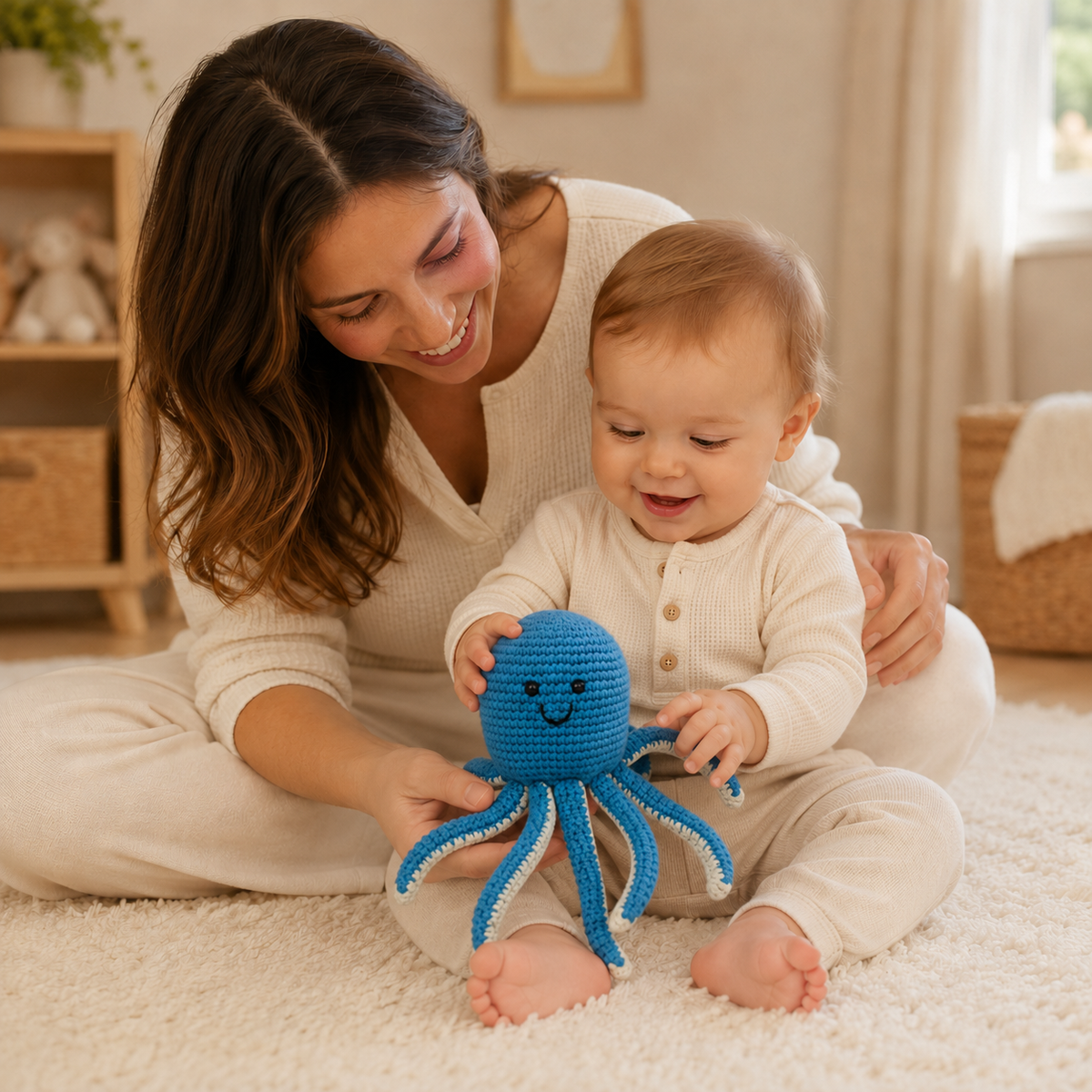 Lullaby Stitch | Octopus Rattle - Blue
