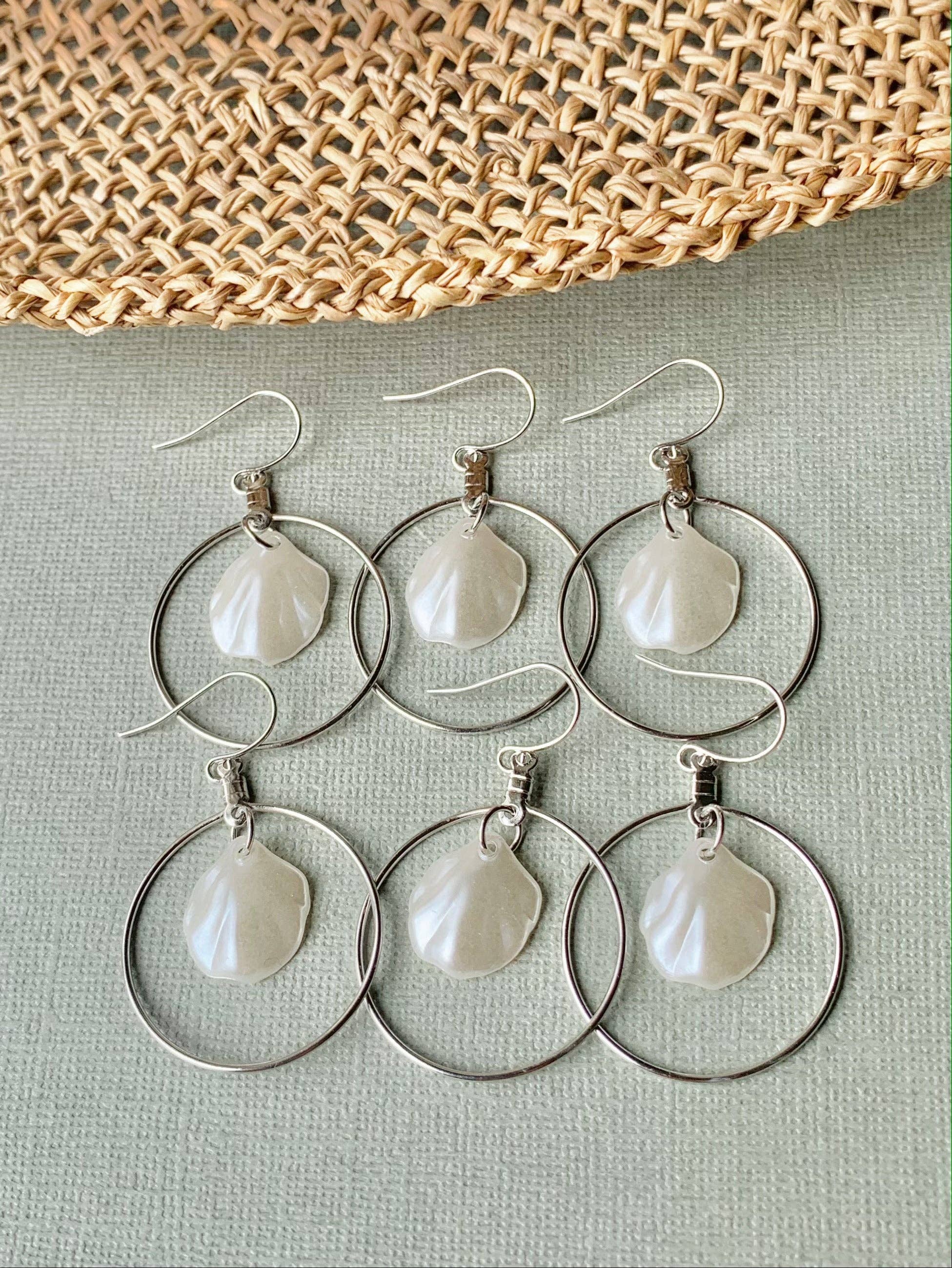 SHELL HOOPS│silver | coastal jewelry│seashell earrings