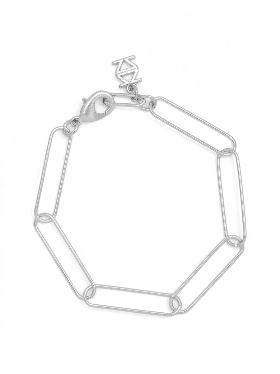 Elongated Paperclip Links Chain Bracelet Jewelry