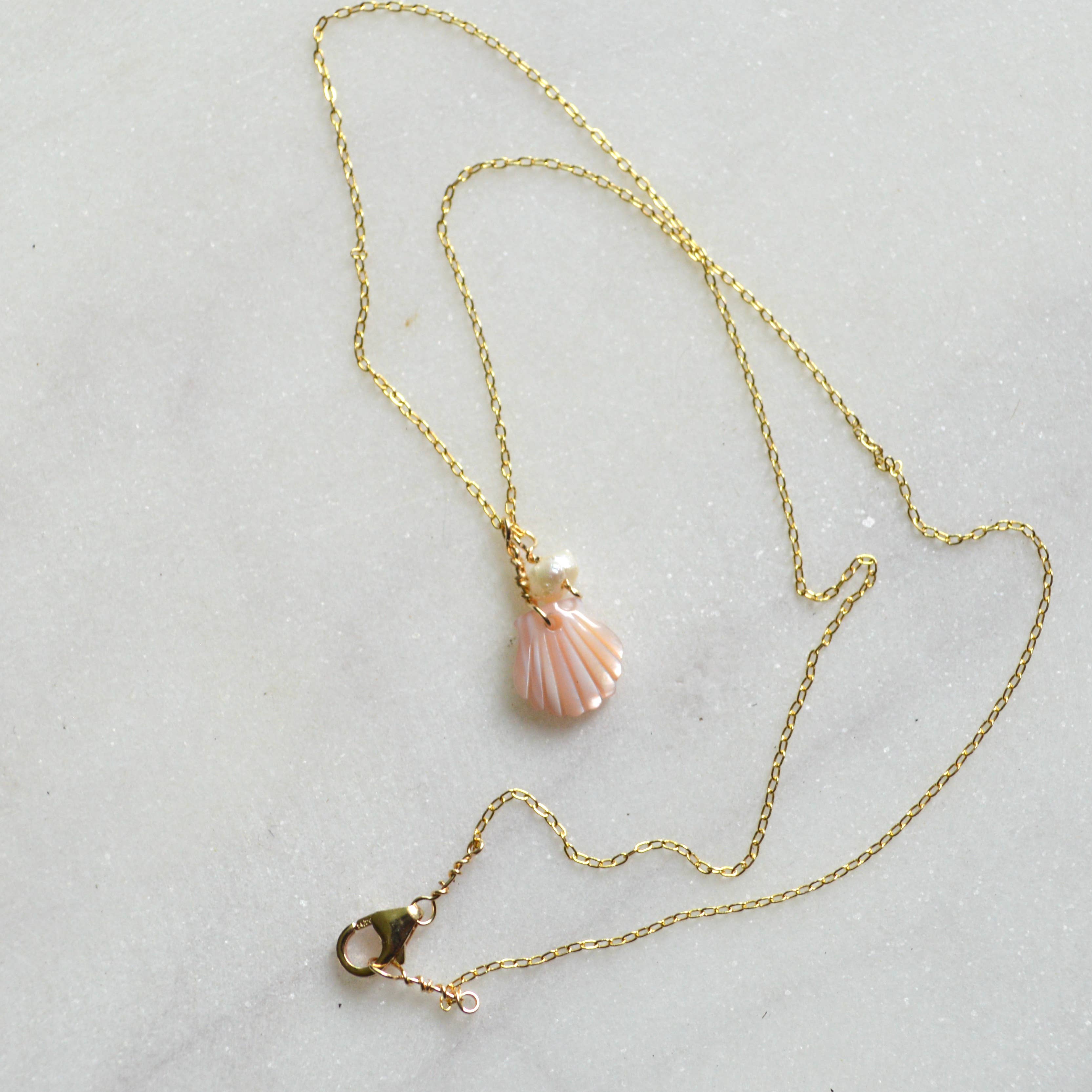 Pink Scallop Shell Necklace