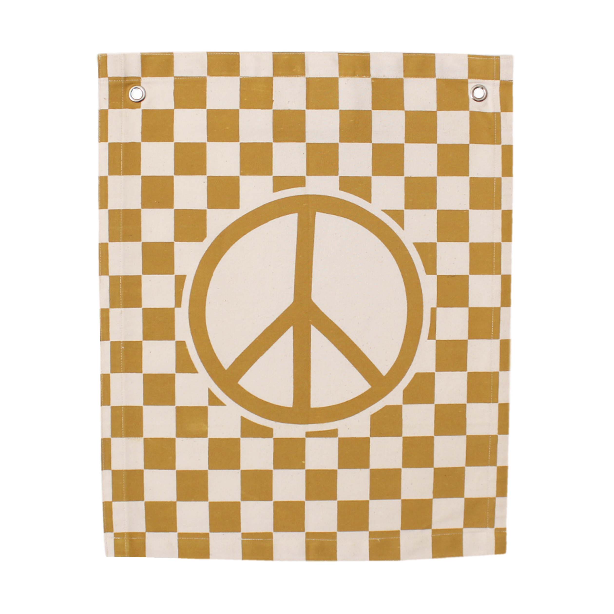 Imani Collective - Checkered Peace Sign Canvas Banner