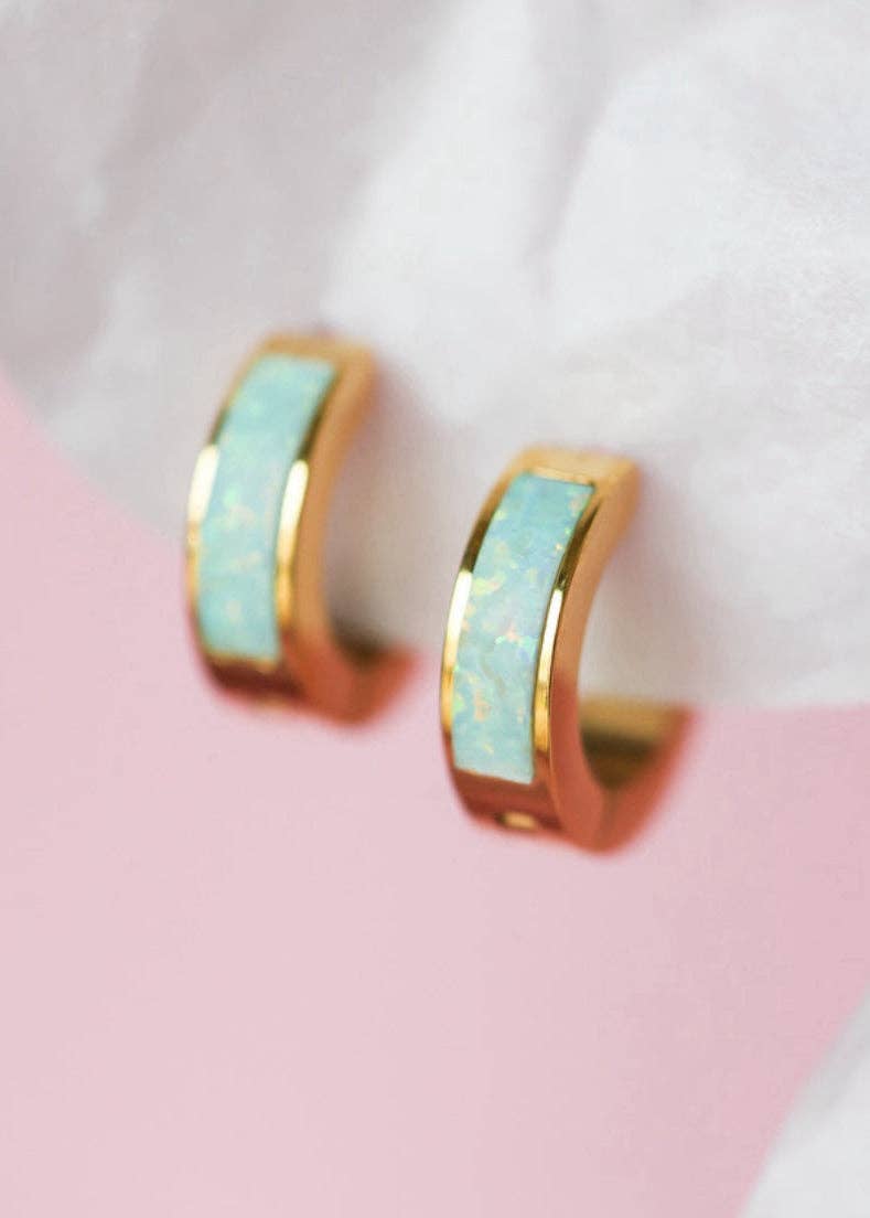 Ocean Blue Opal Huggies