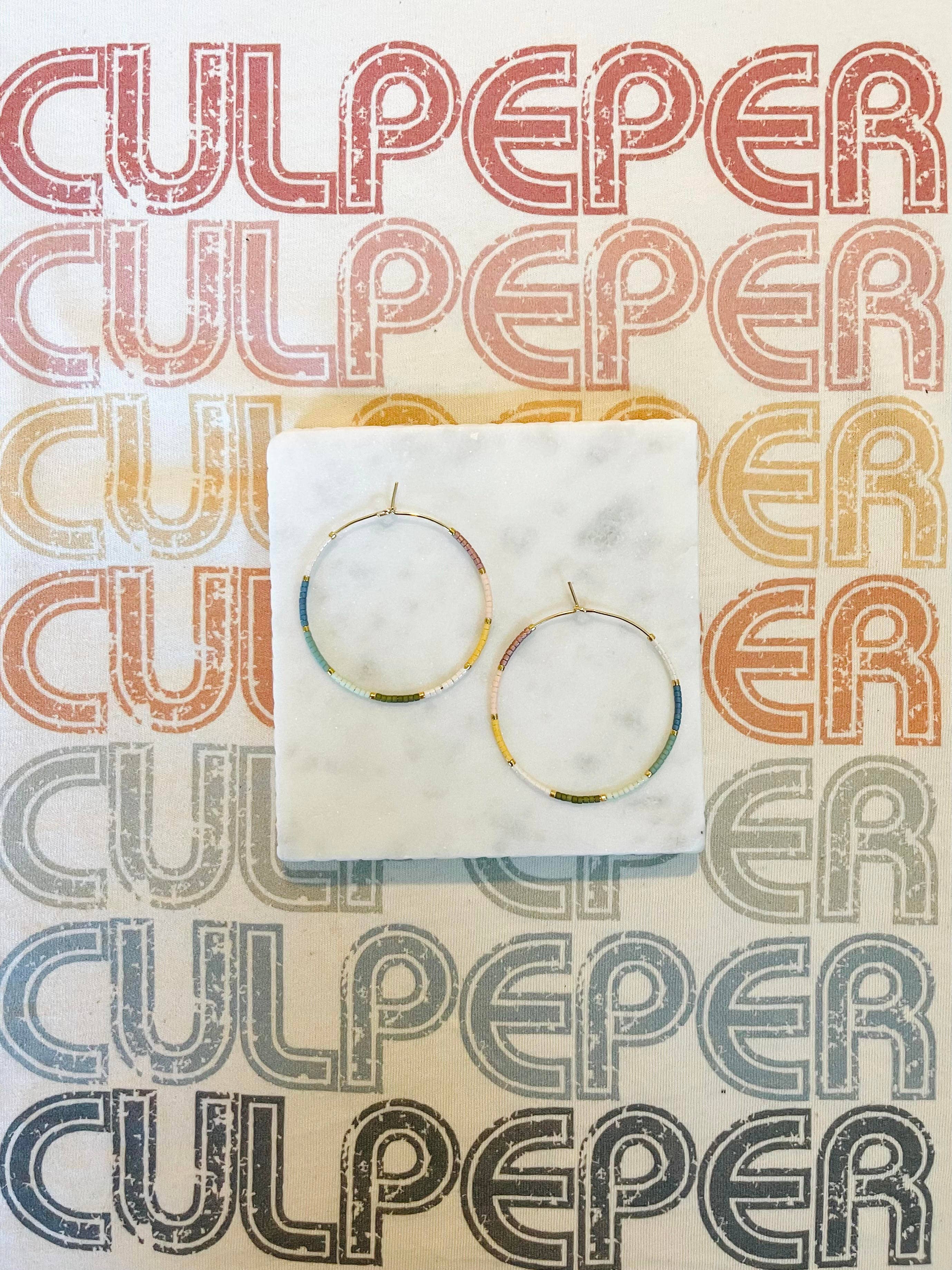 Small Town miyuki glass beaded hoop earrings