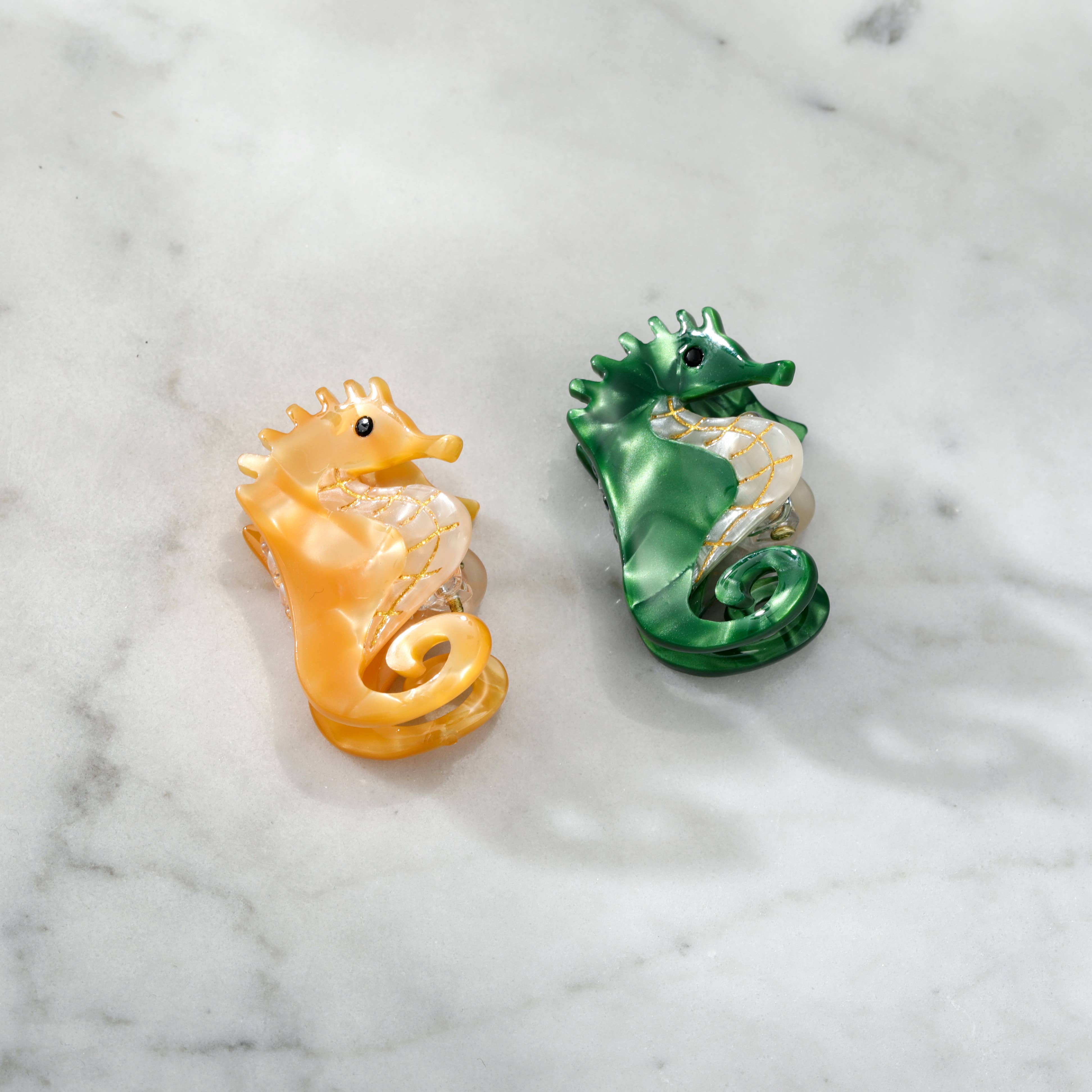 Eco-Friendly Mini Sister Seahorse Hair Clip Claw – Orange
