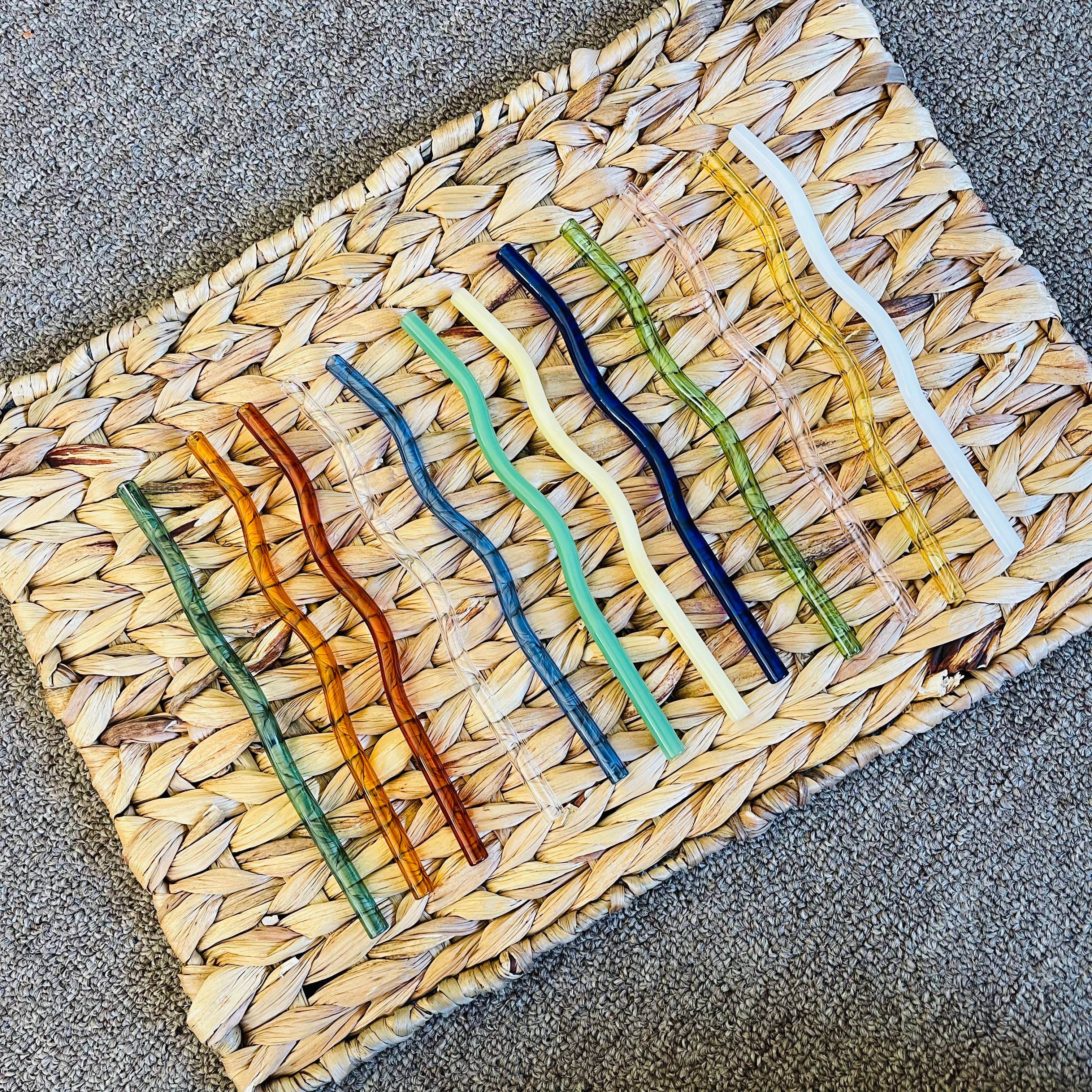 Wavy Reusable Glass Straws