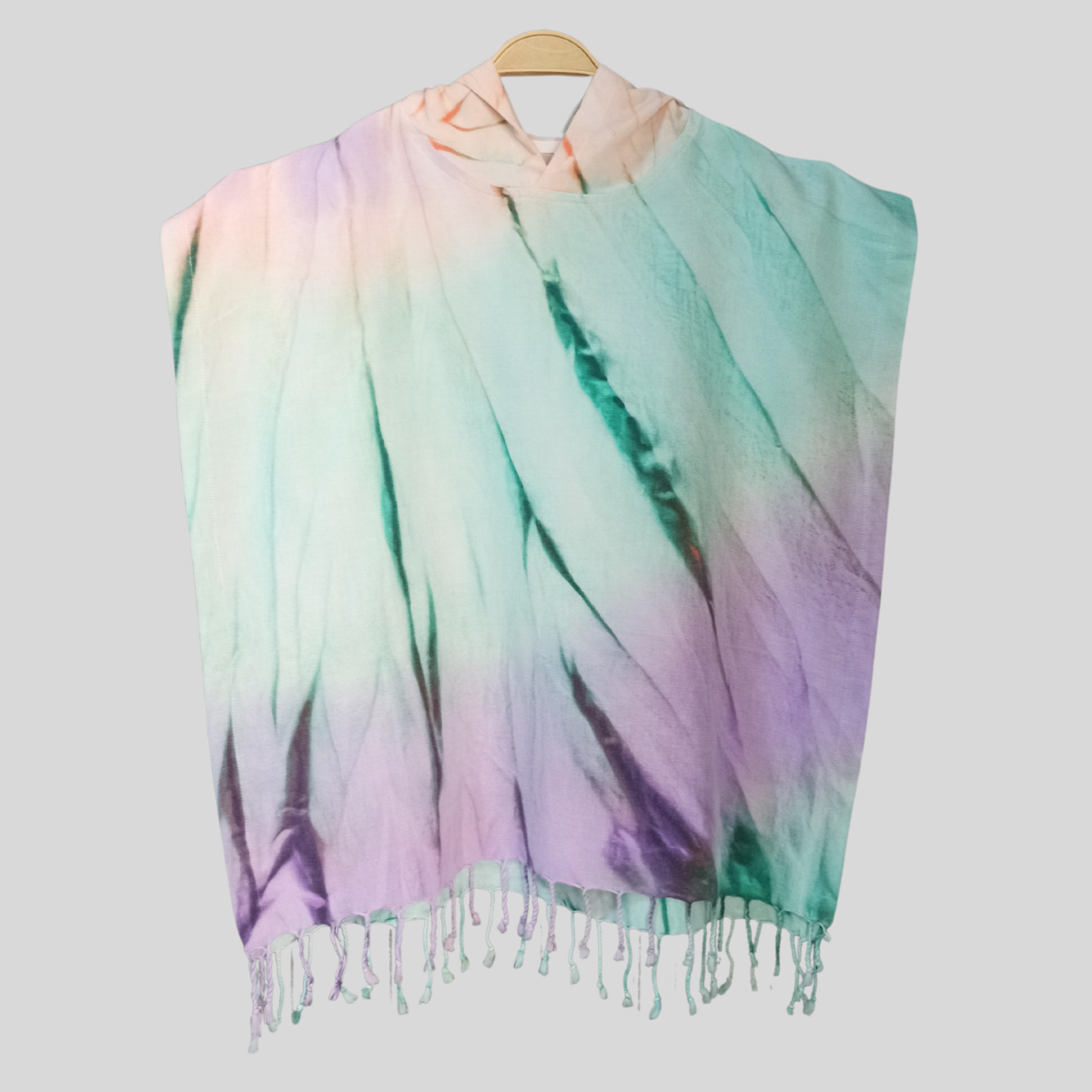 Kid Hooded Poncho Surf Changing Swimming Beach Towel Tiedye