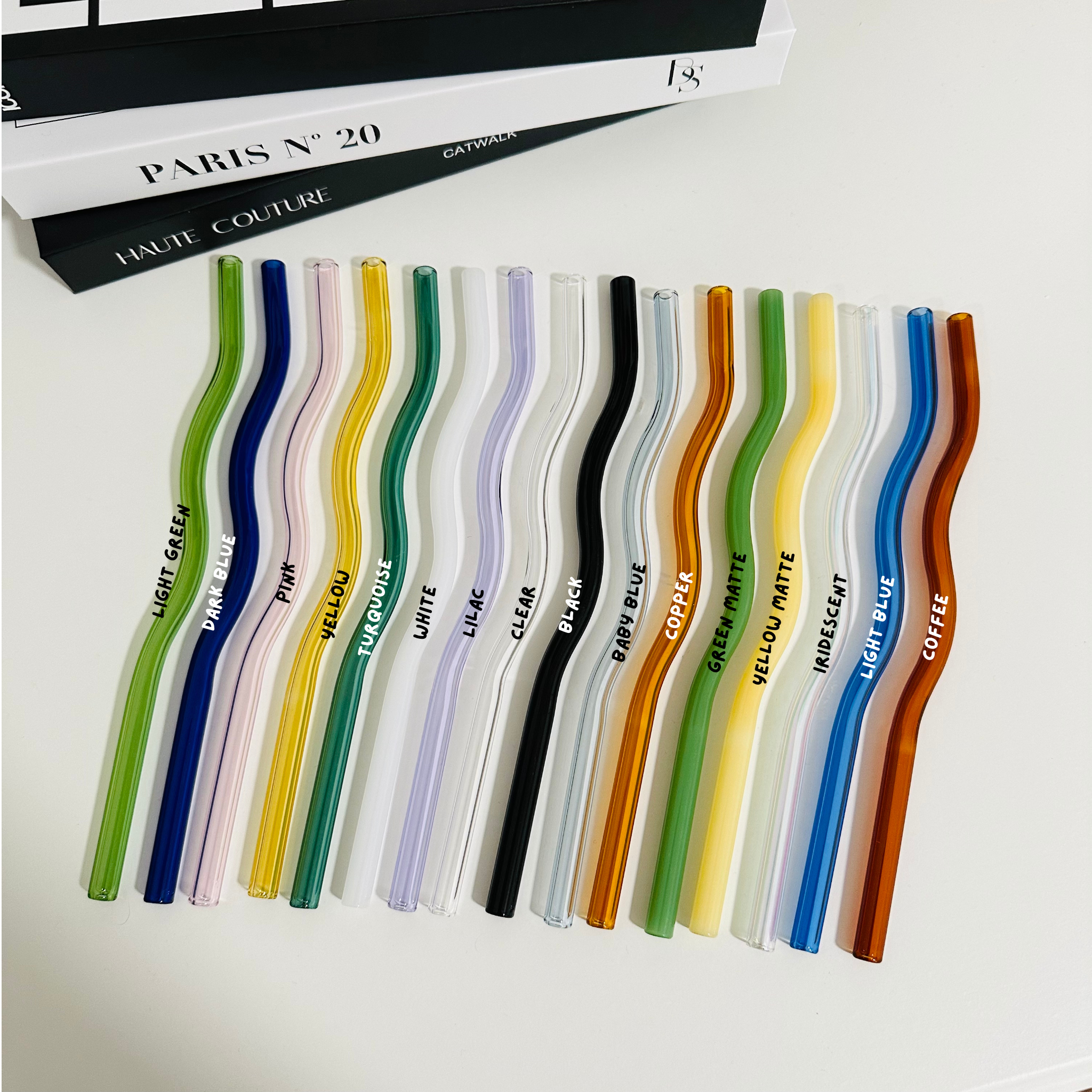 Wavy Reusable Glass Straws