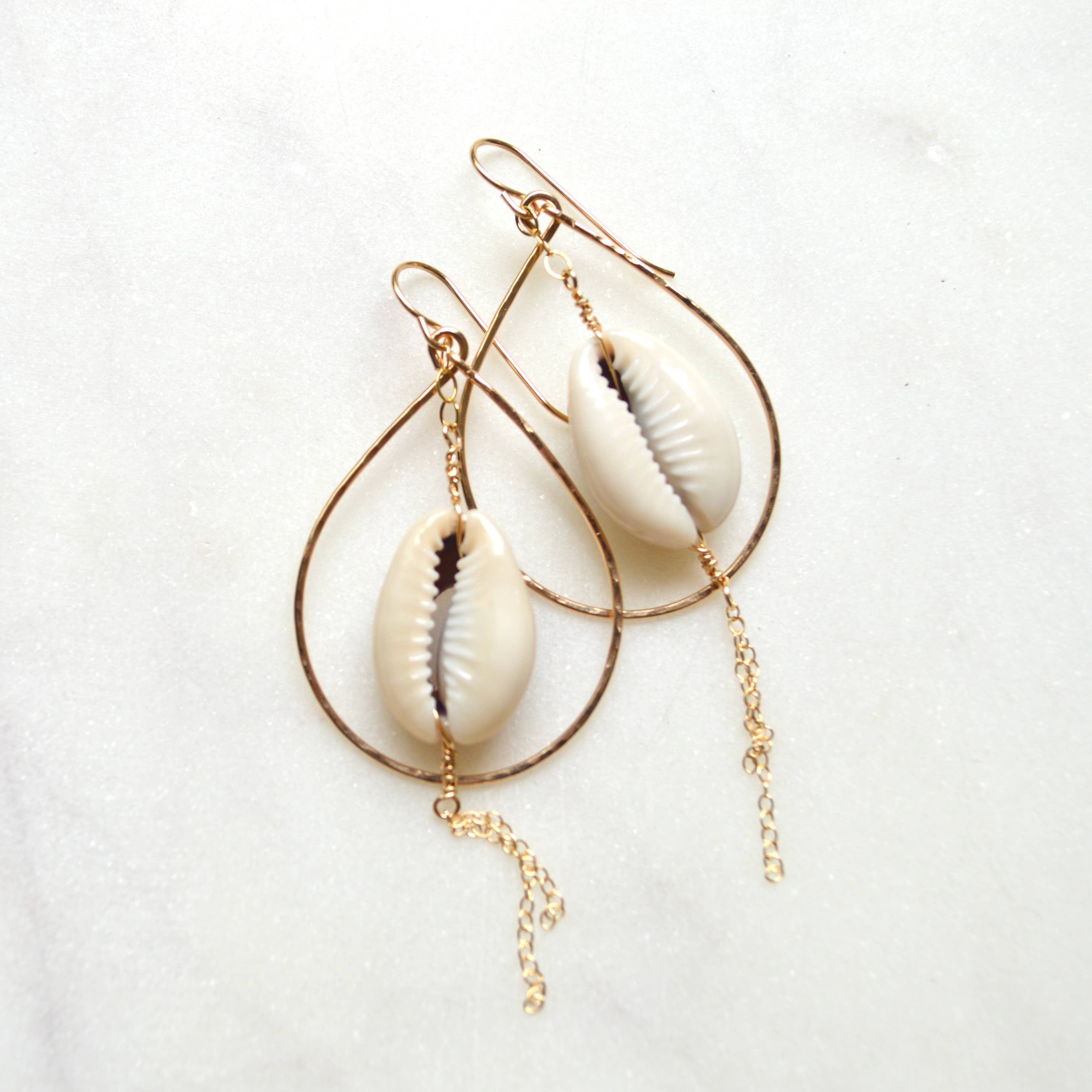 Cowrie Shell Teardrop Earring