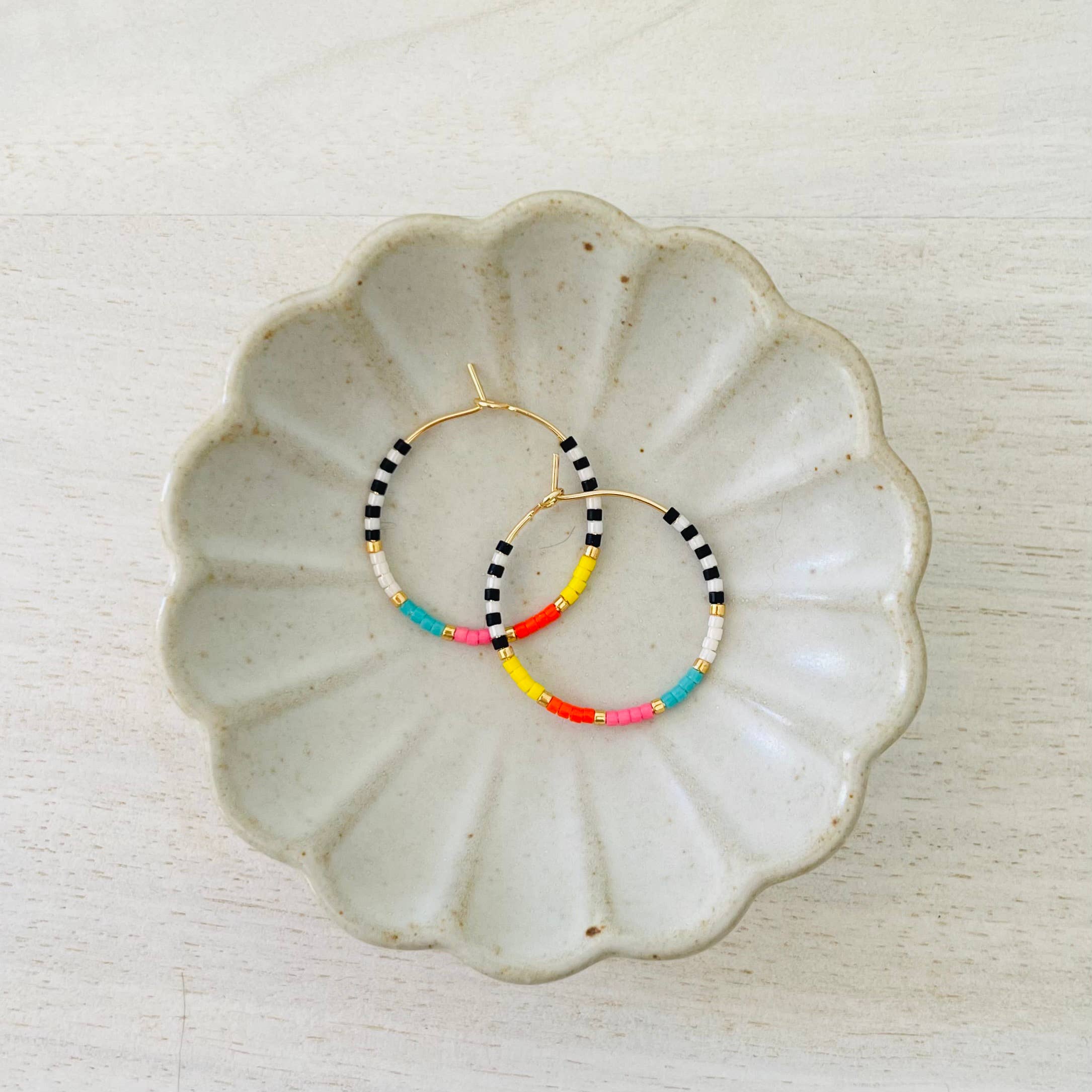 California Dreamin miyuki glass beaded hoop earrings
