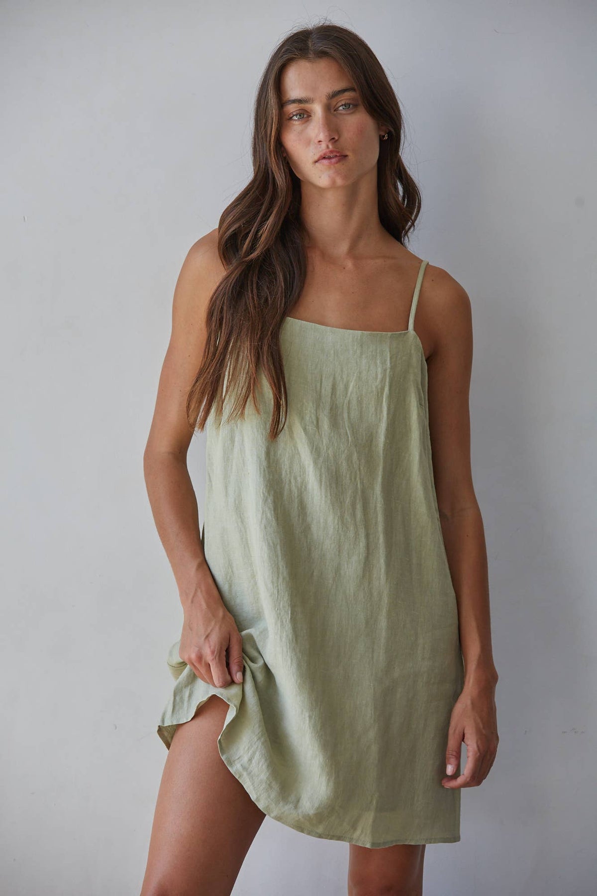 Woven Linen Mini Dress