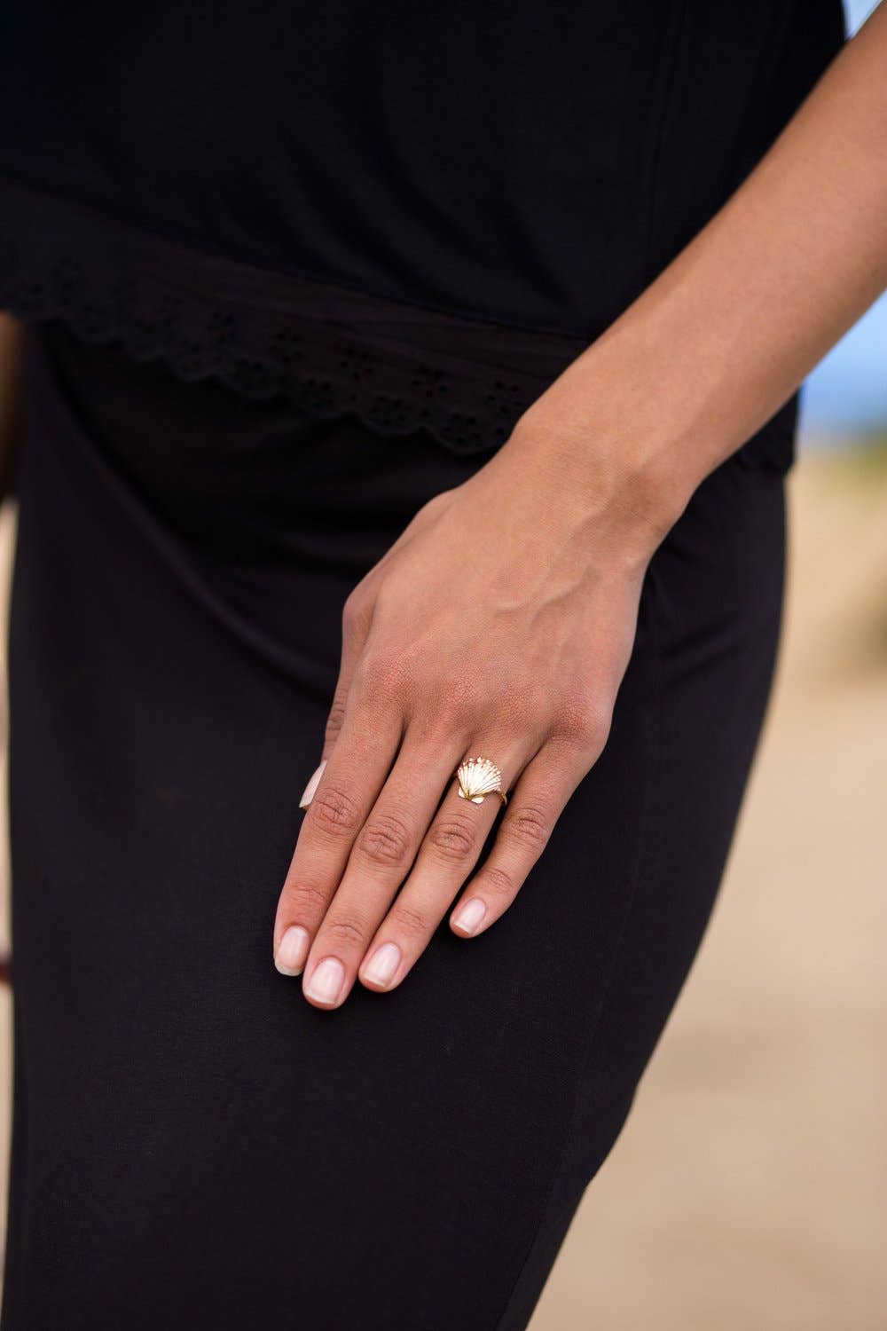 Golden Sunrise Shell Ring