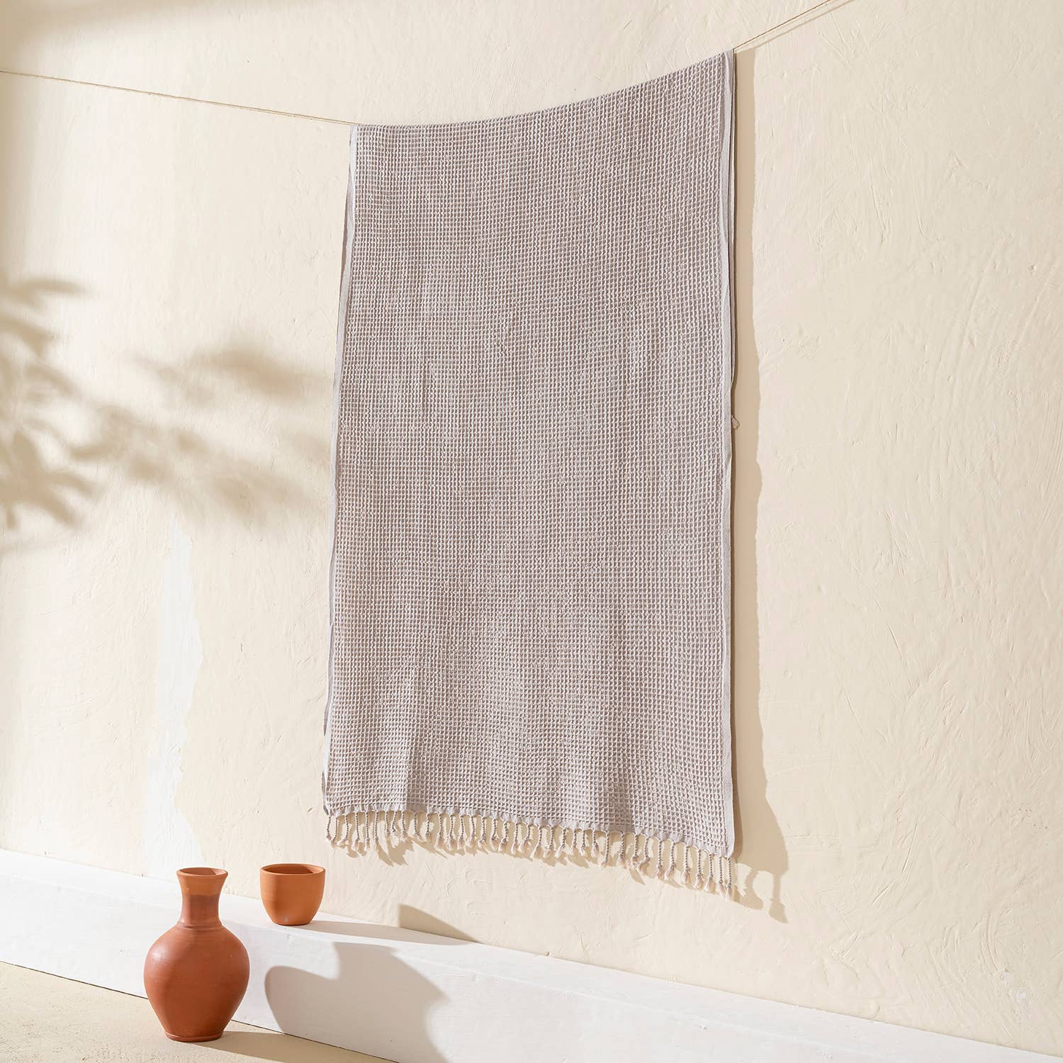 Stonewashed Waffle Beach Towel Turkish Hamam Fouta Vintage 