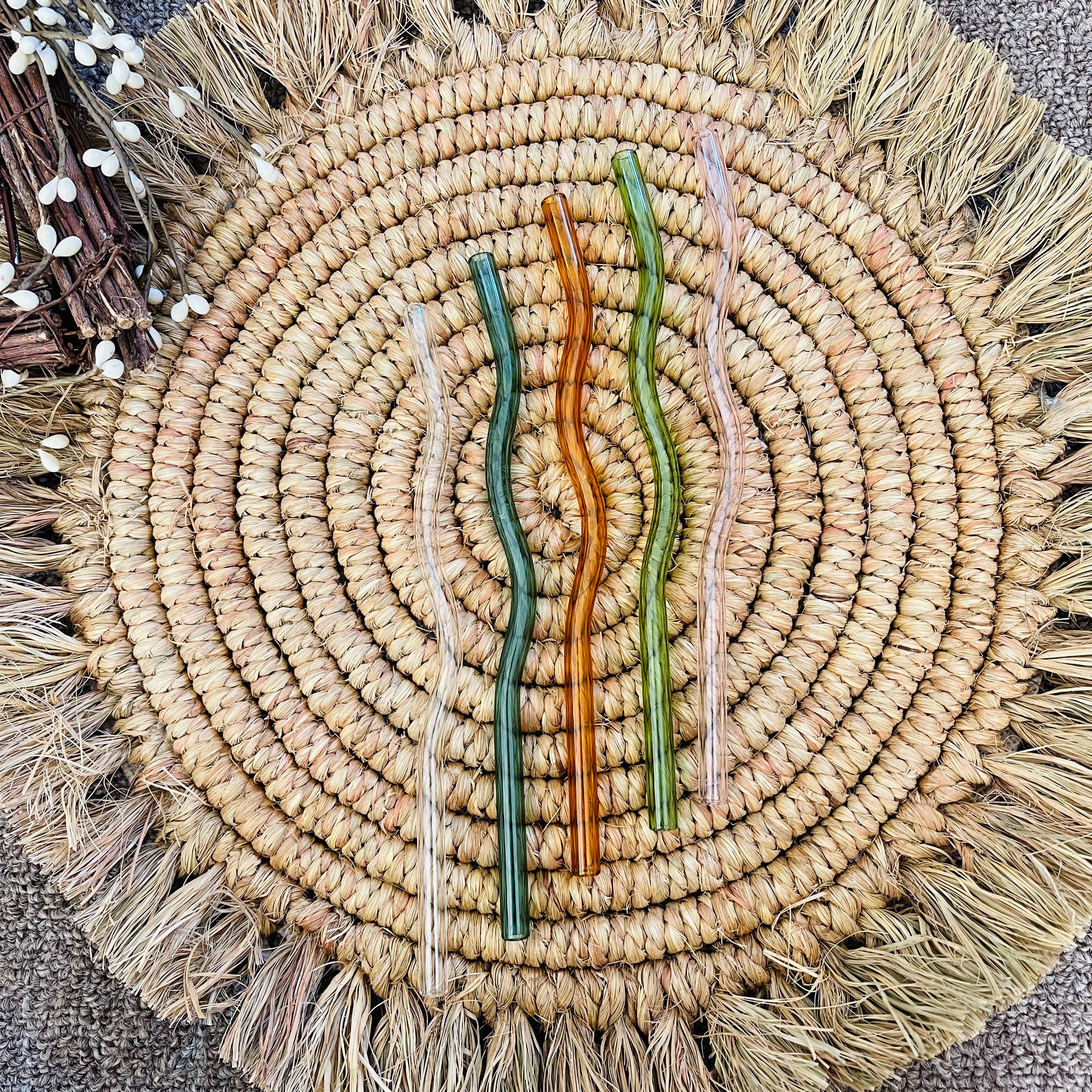 Wavy Reusable Glass Straws
