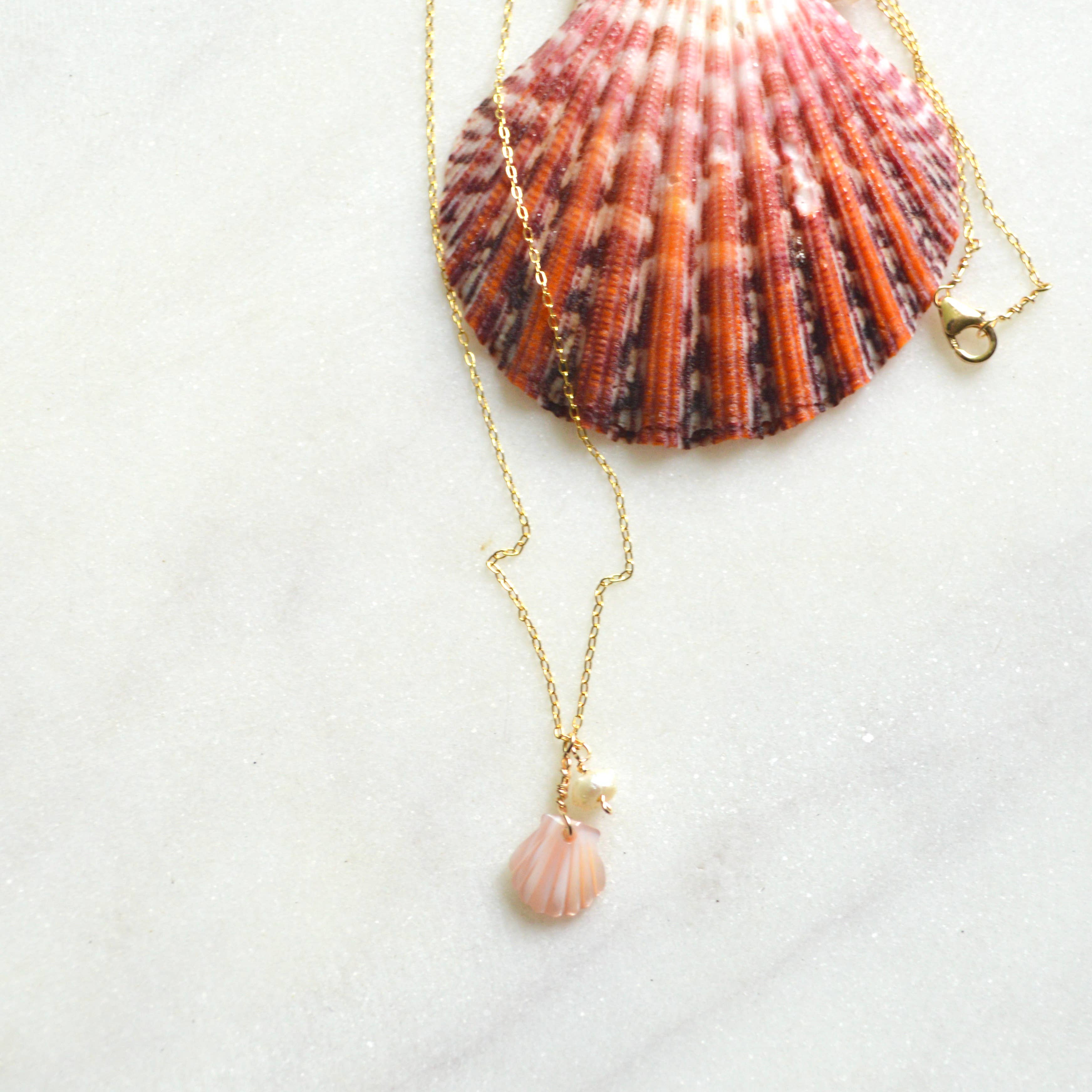 Pink Scallop Shell Necklace