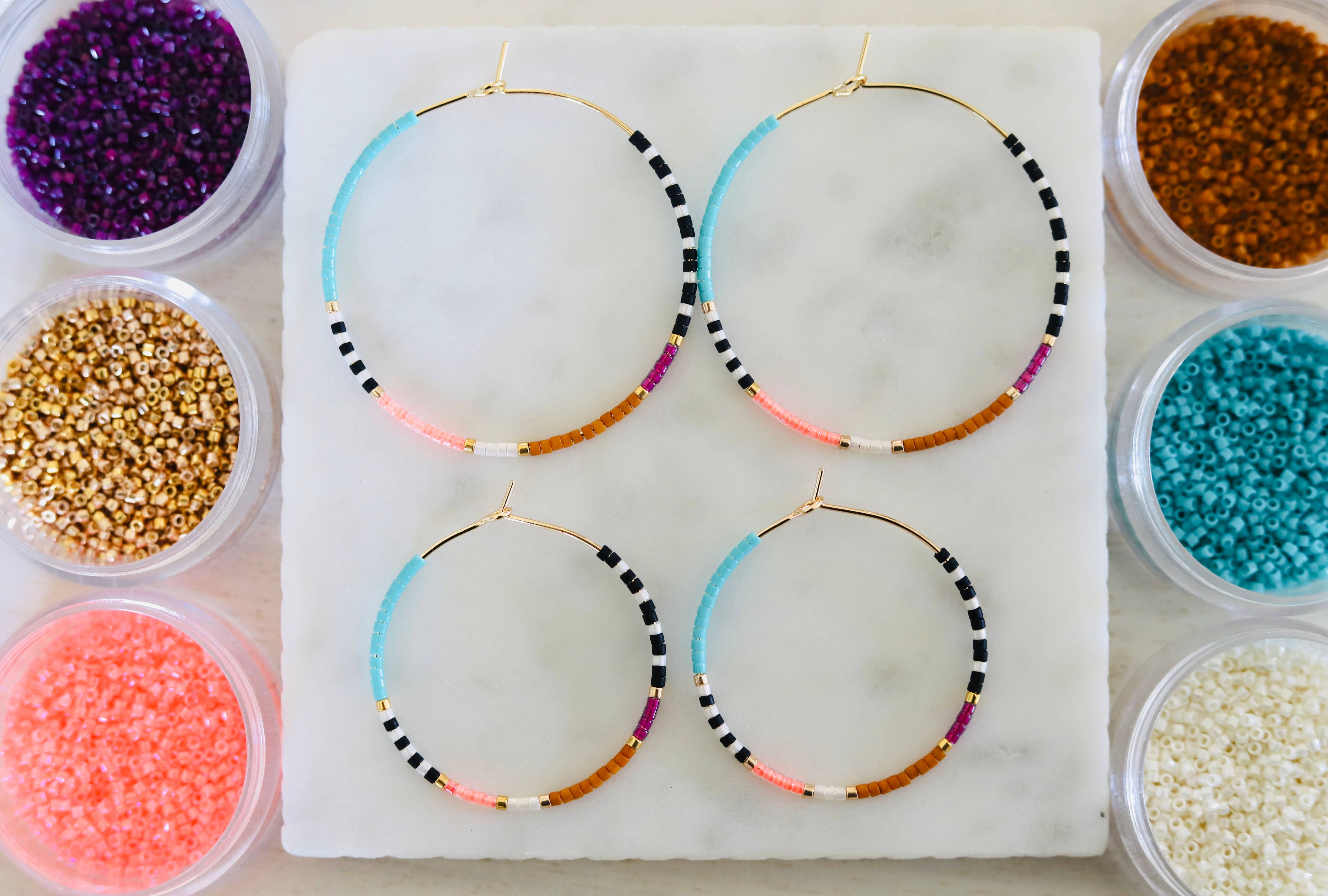 Resort miyuki glass beaded hoop earrings