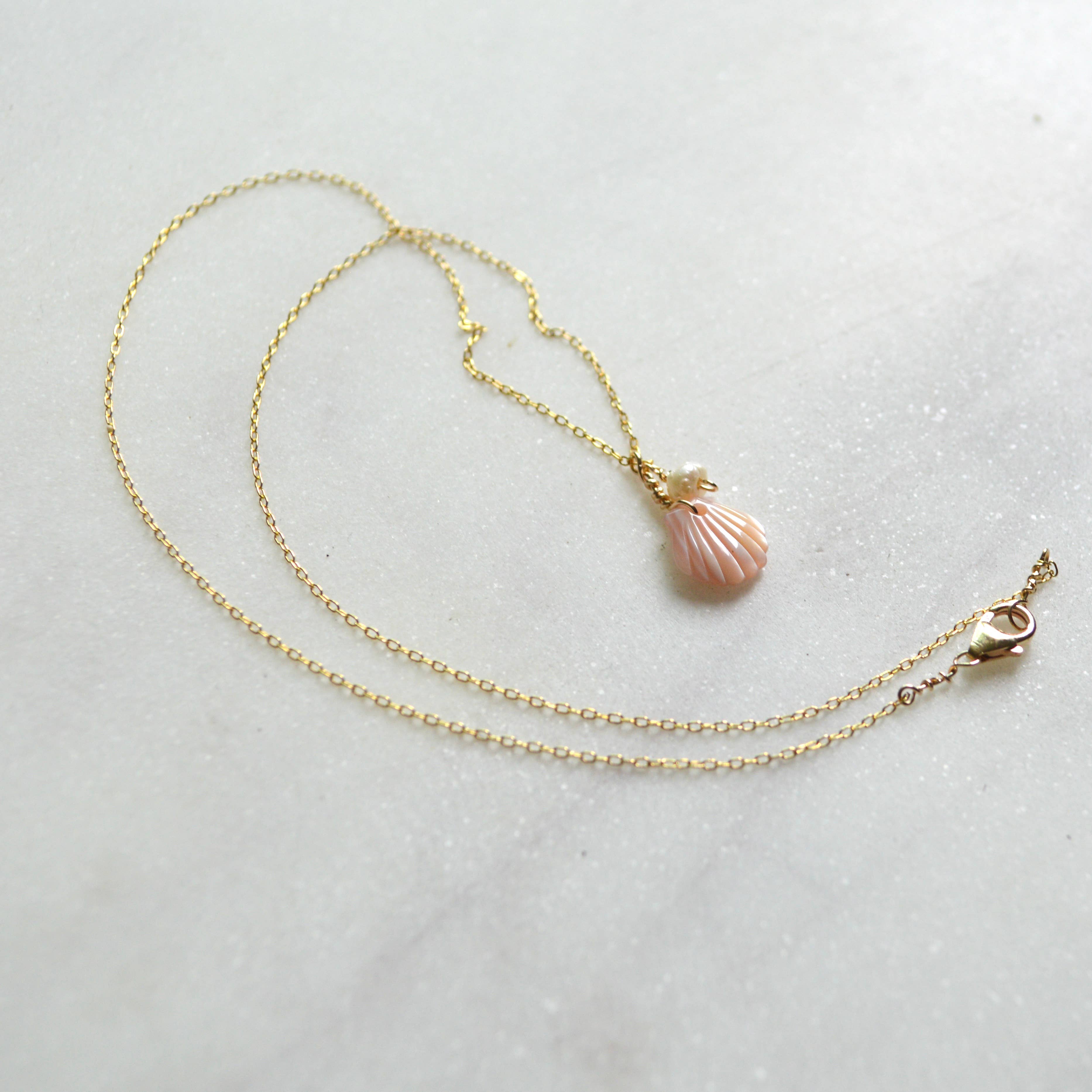 Pink Scallop Shell Necklace