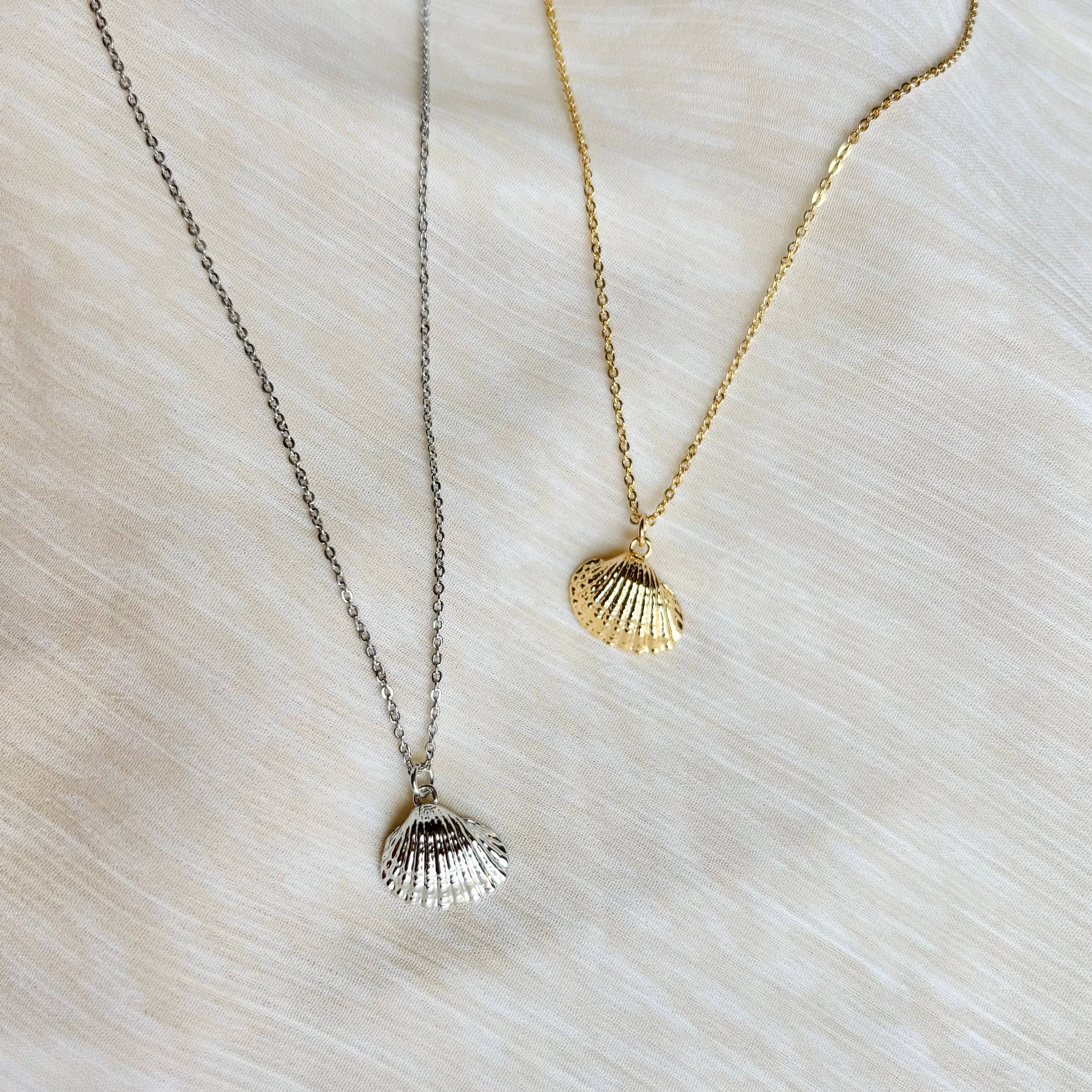 SCALLOP SEASHELL NECKLACE | gold or silver | coastal jewelry