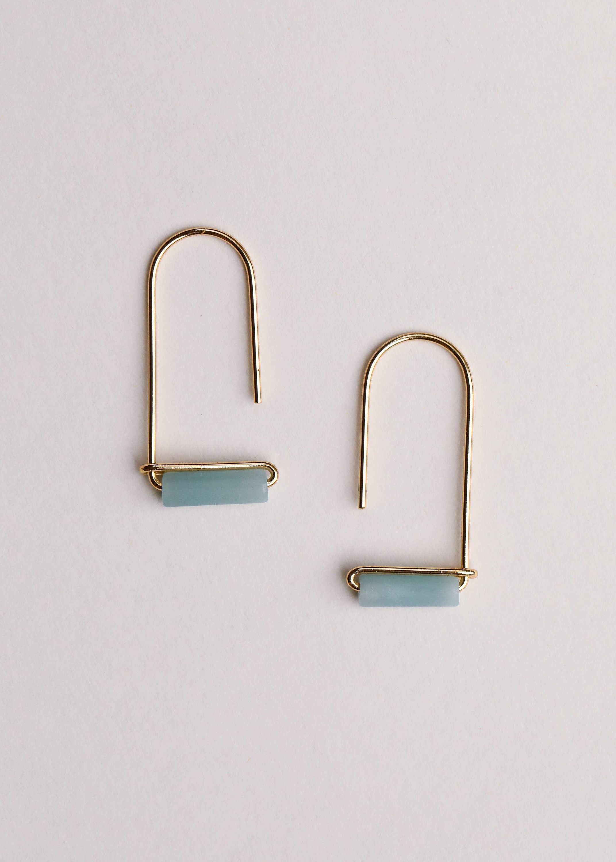 Drop - Amazonite - Gold Earrings