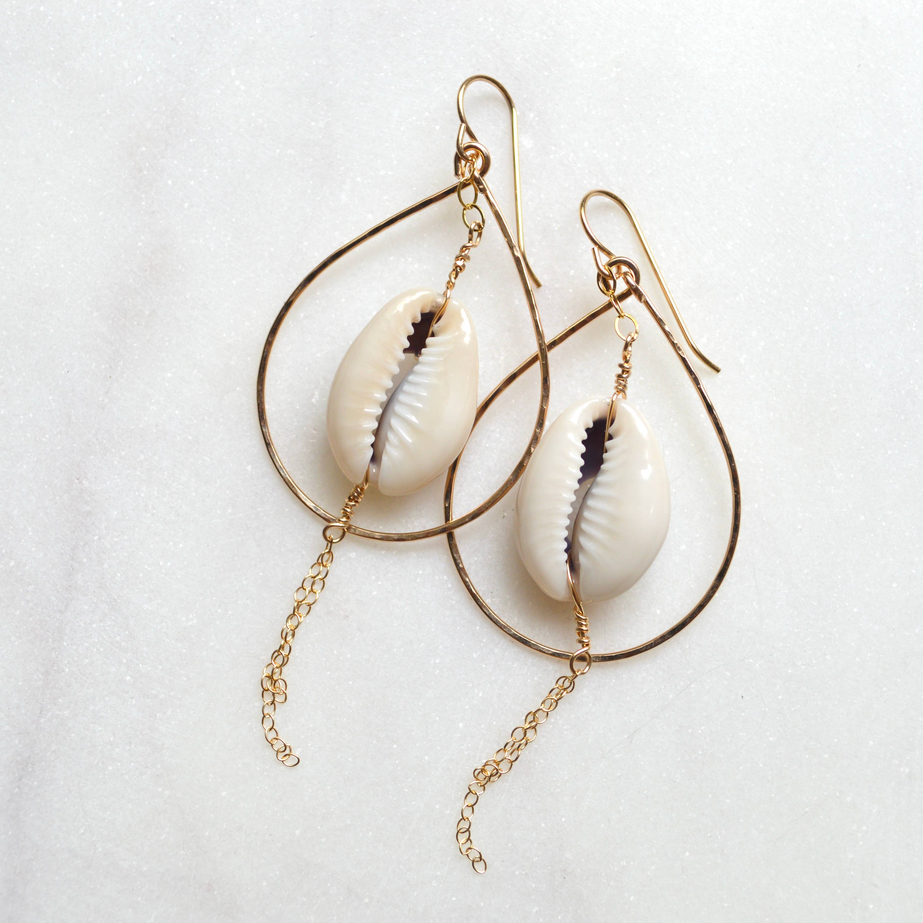 Cowrie Shell Teardrop Earring