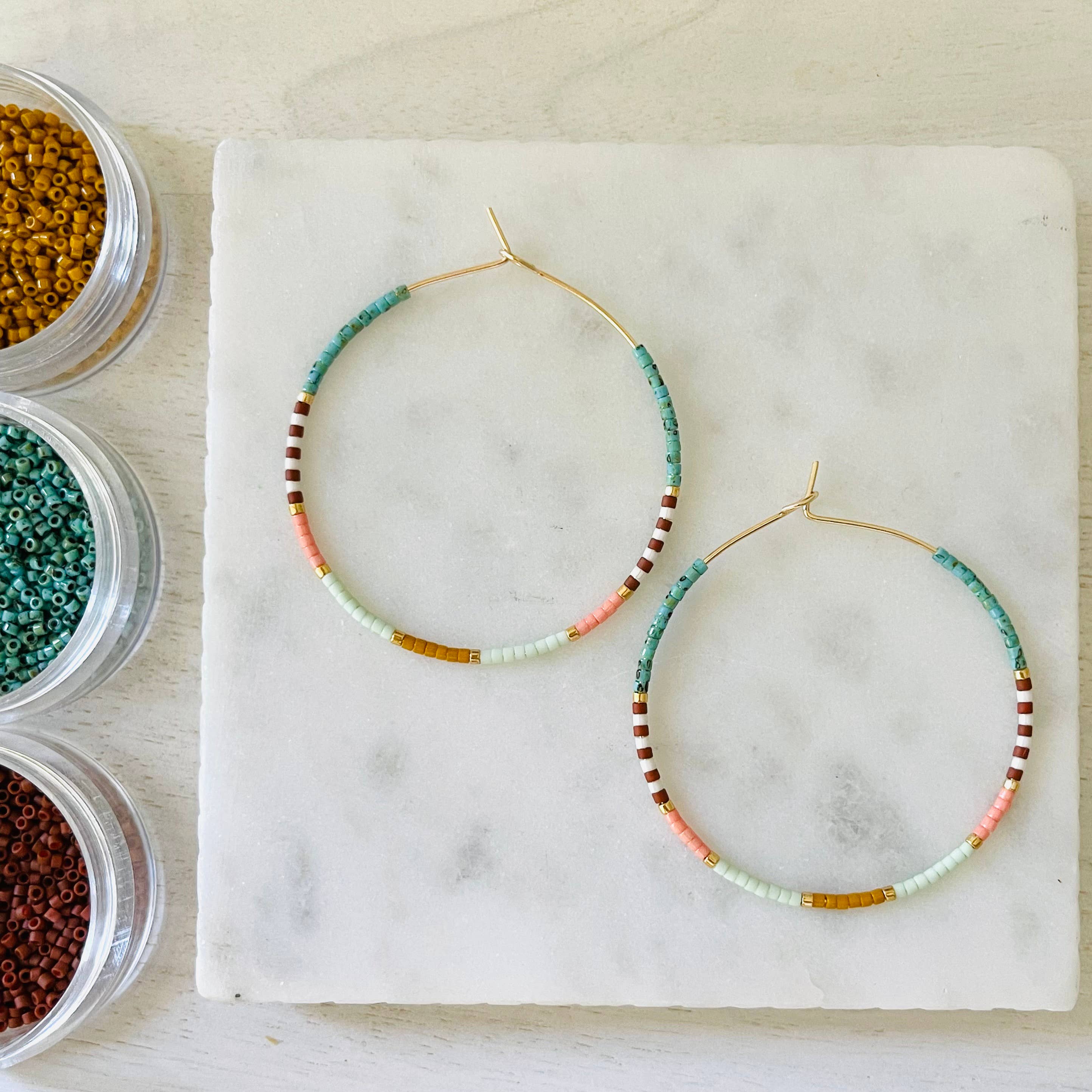 Phoenix miyuki glass beaded hoop earrings