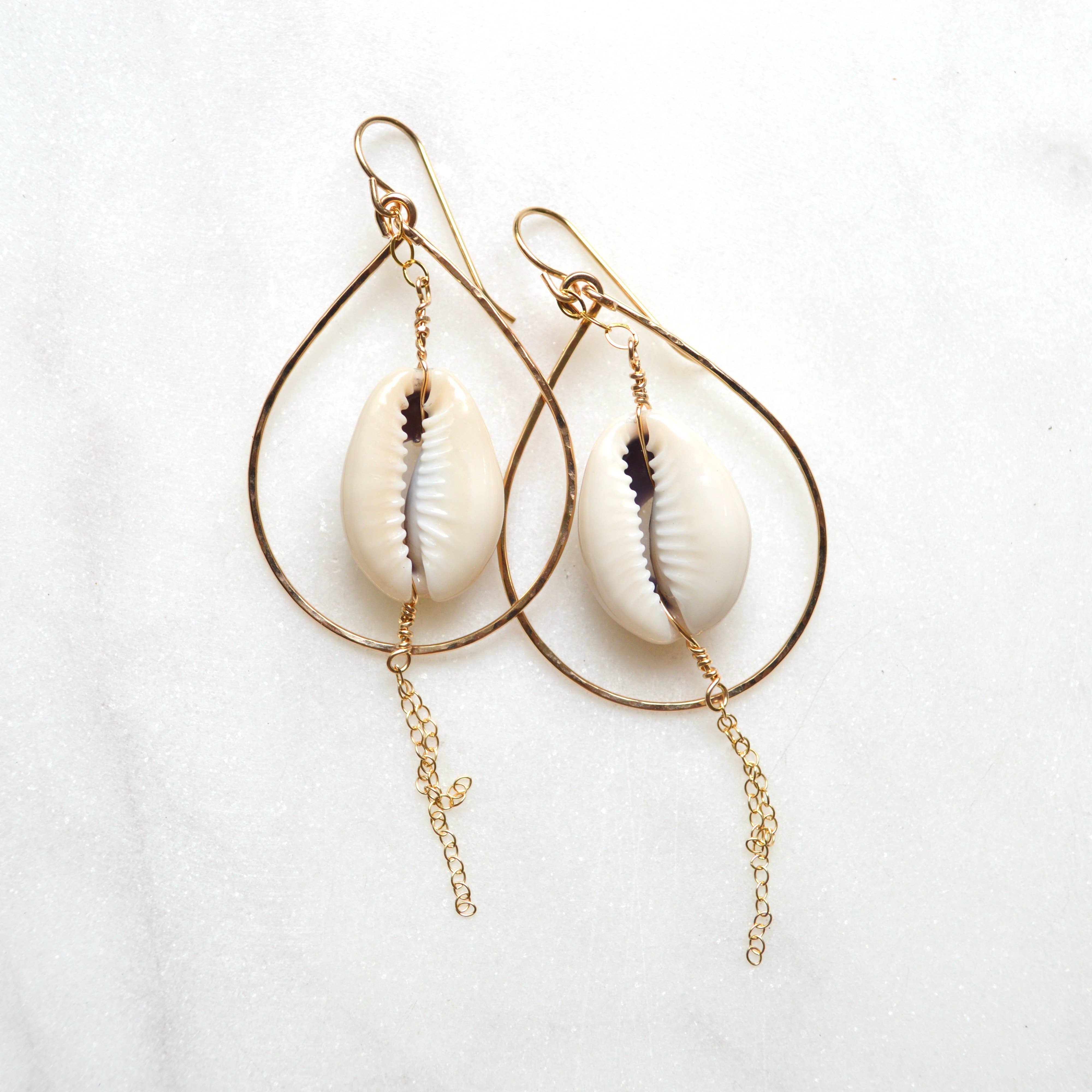 Cowrie Shell Teardrop Earring