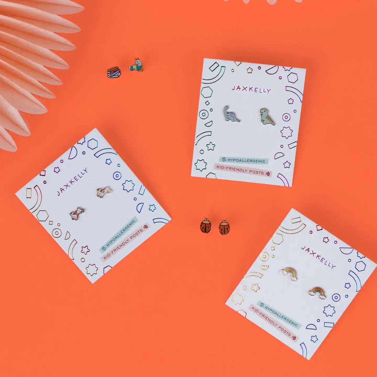 Rainbow Enamel Flat Back Kids Earrings