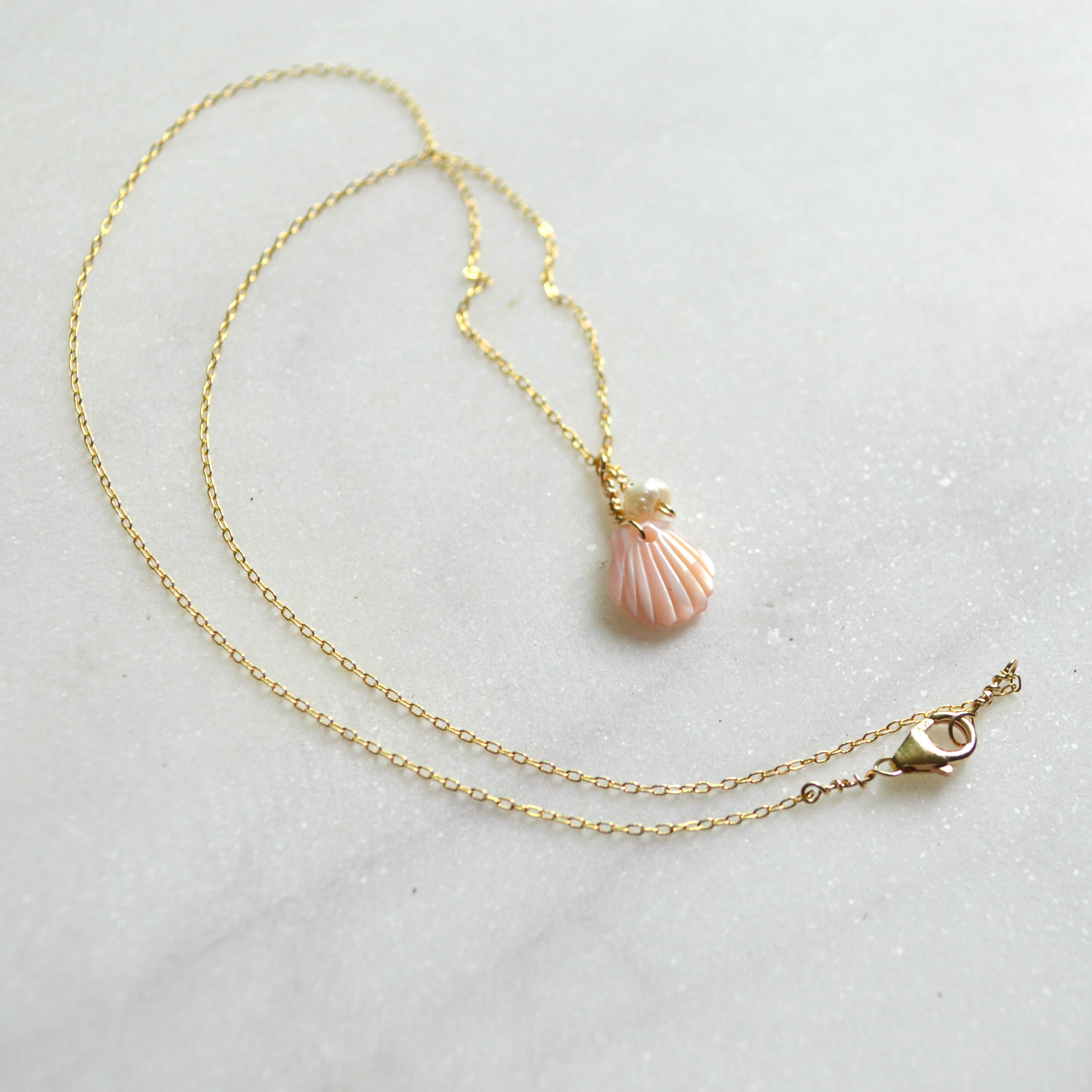Pink Scallop Shell Necklace