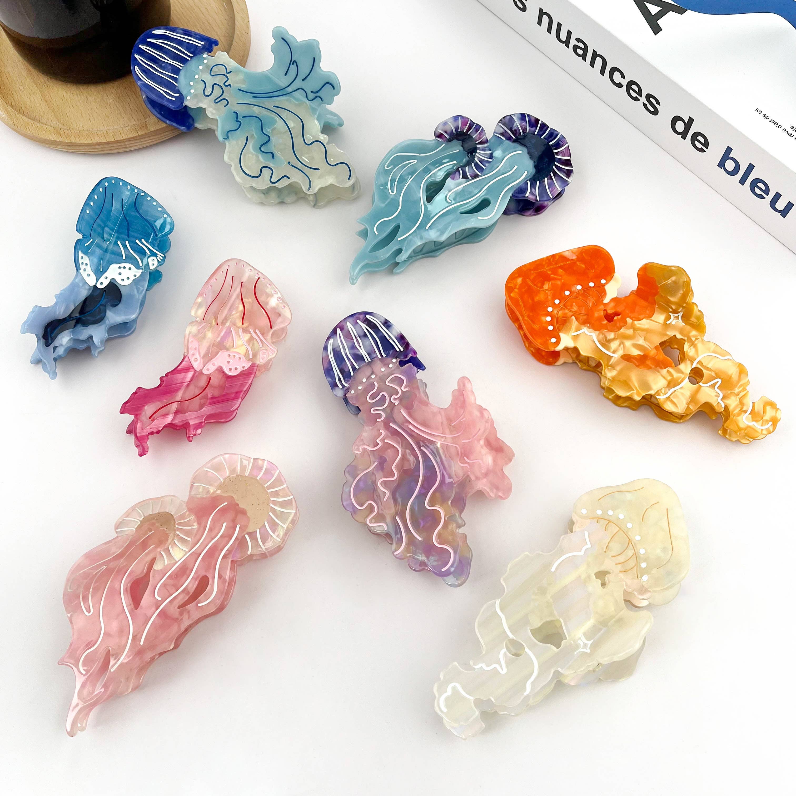 Jellyfish Claw Clip, Acetate Marine Life Series Hair Clip
