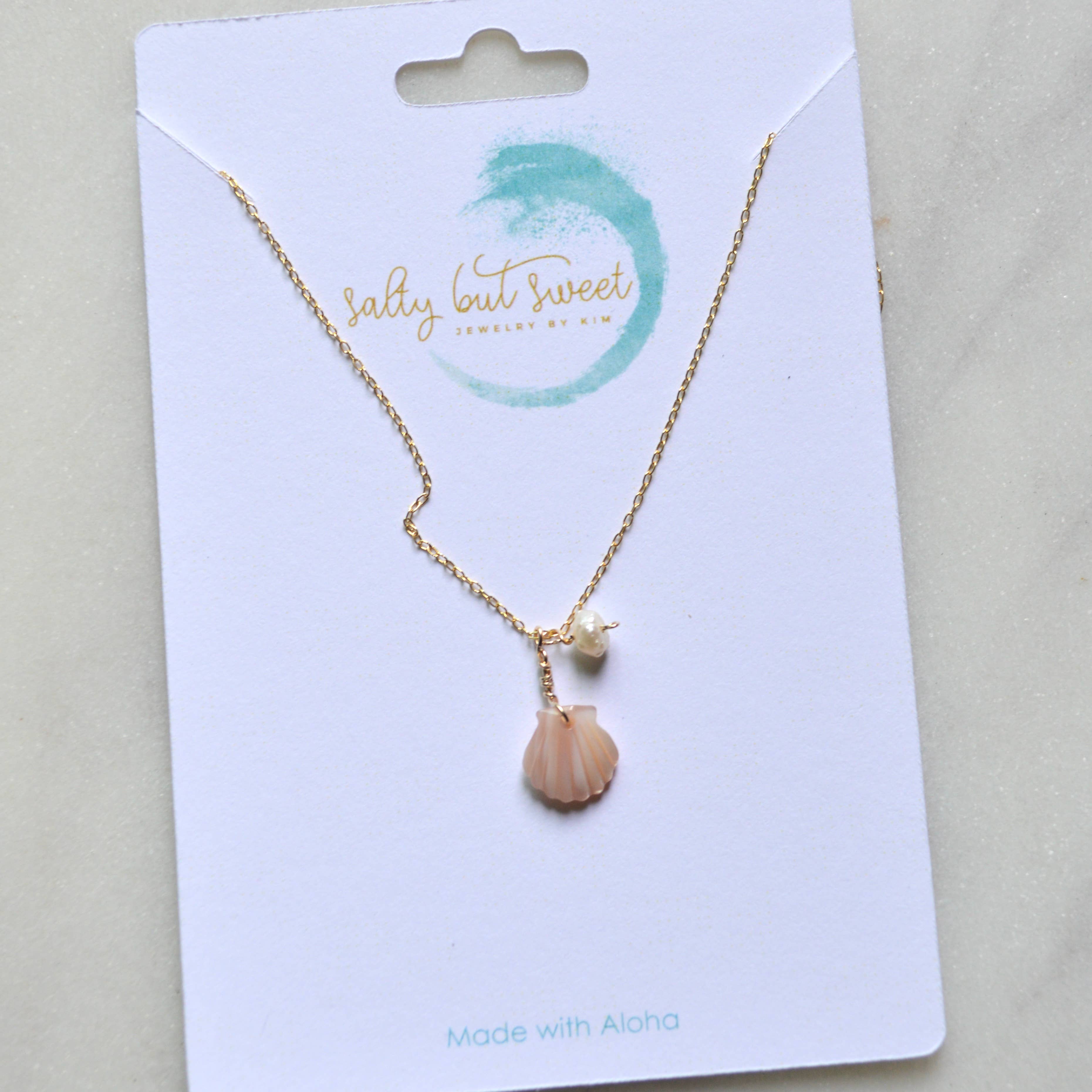 Pink Scallop Shell Necklace