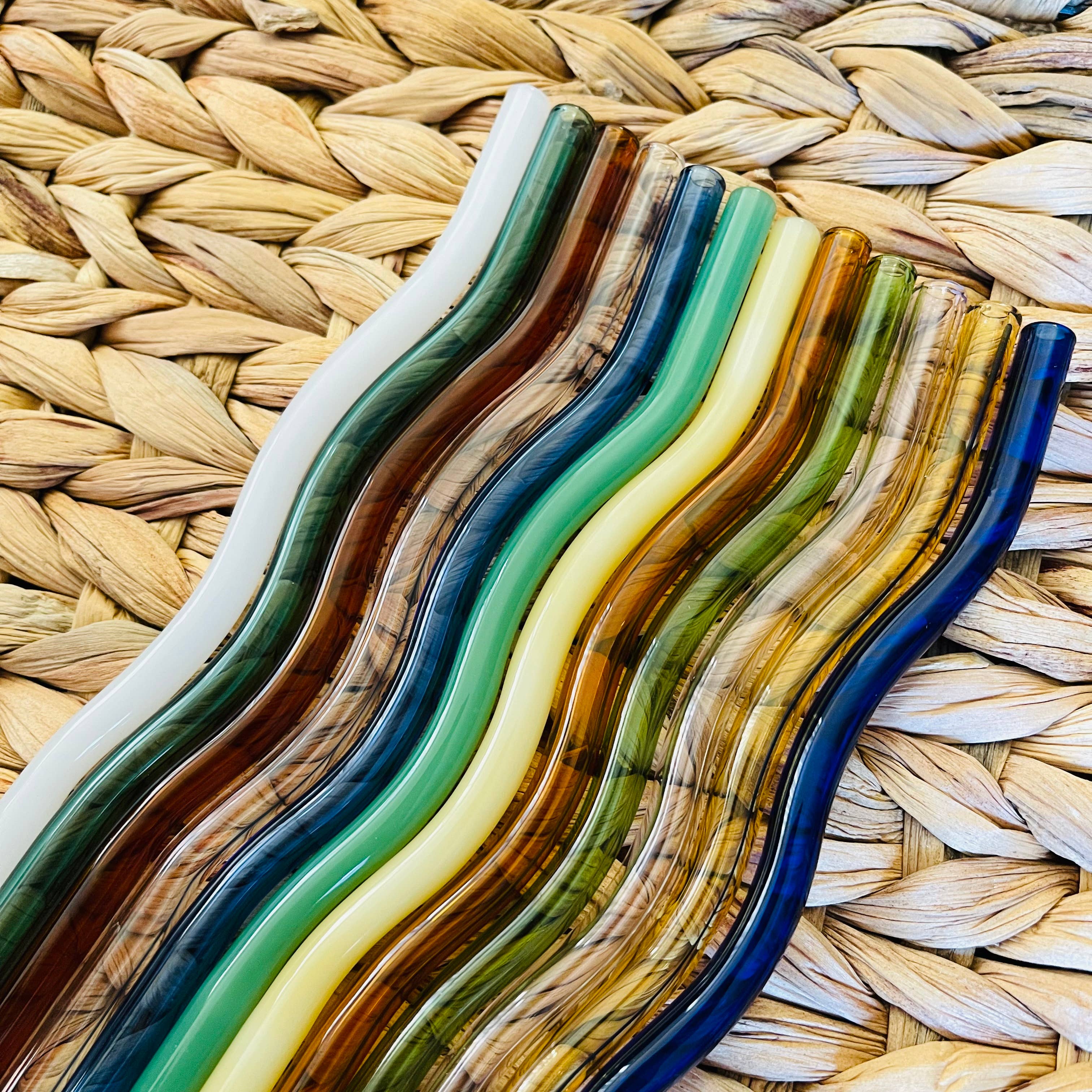 Wavy Reusable Glass Straws