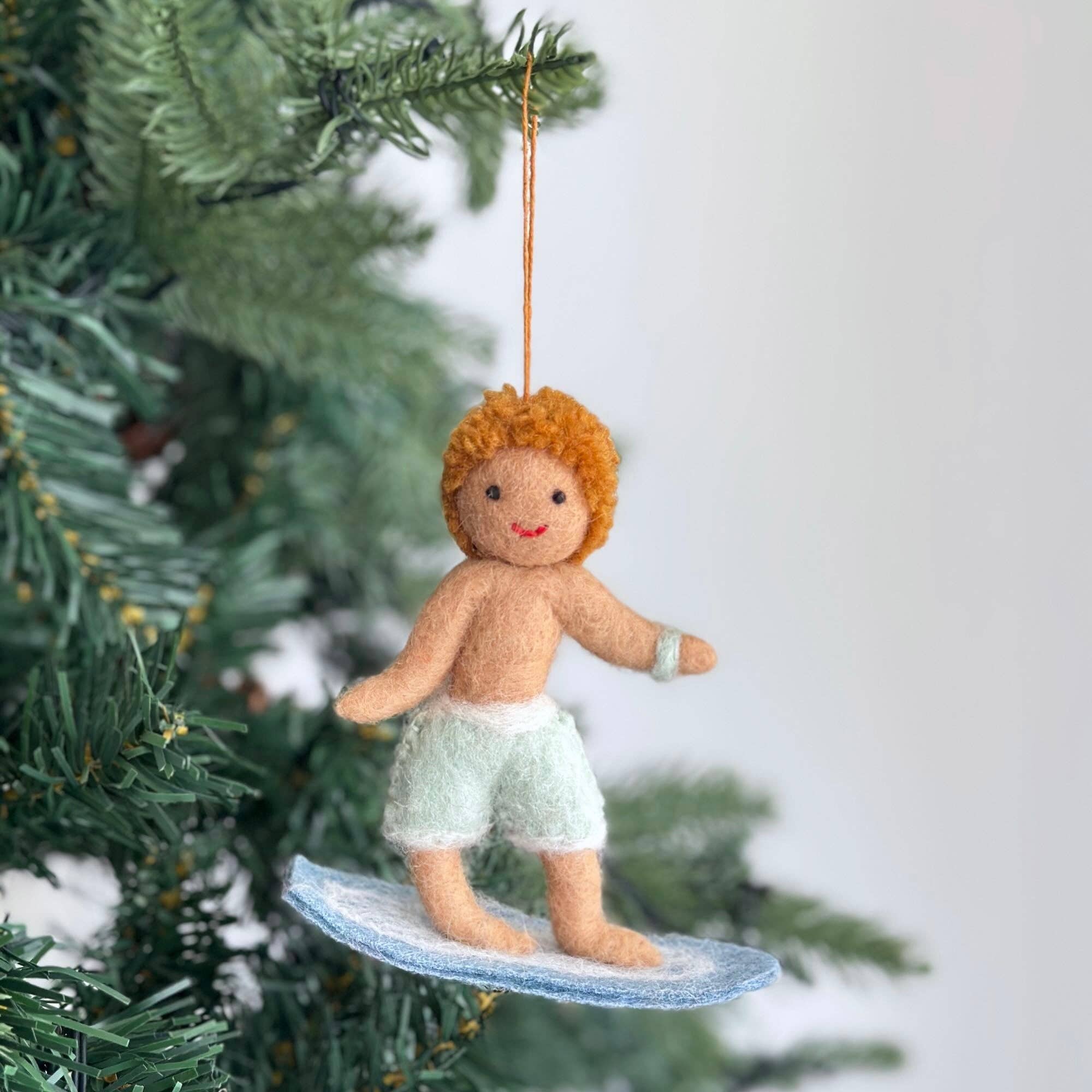 Felt Ornament - Surfer Boy: Tan