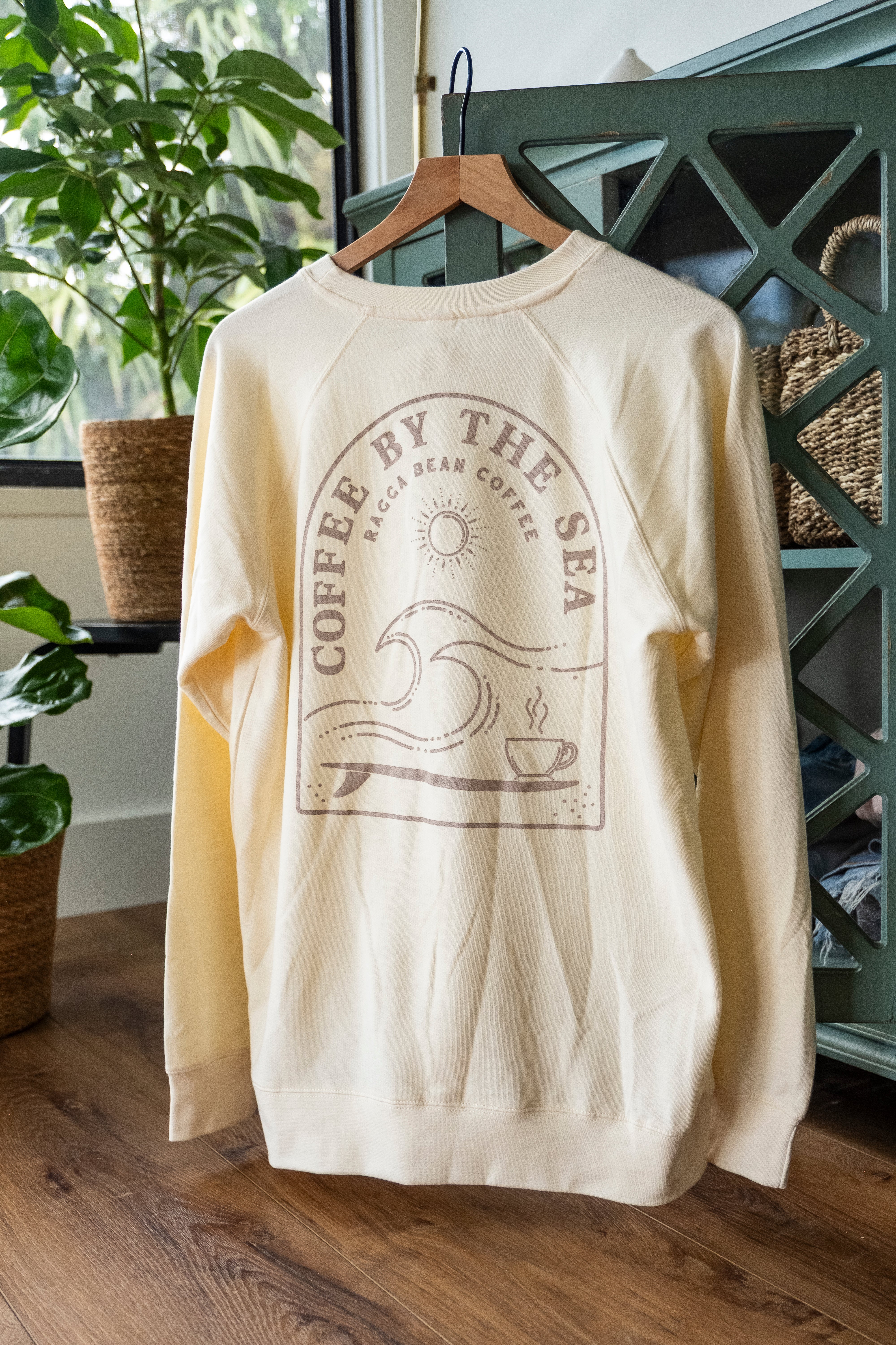 Coffee By The Sea Crewneck Sweatshirt - Bone