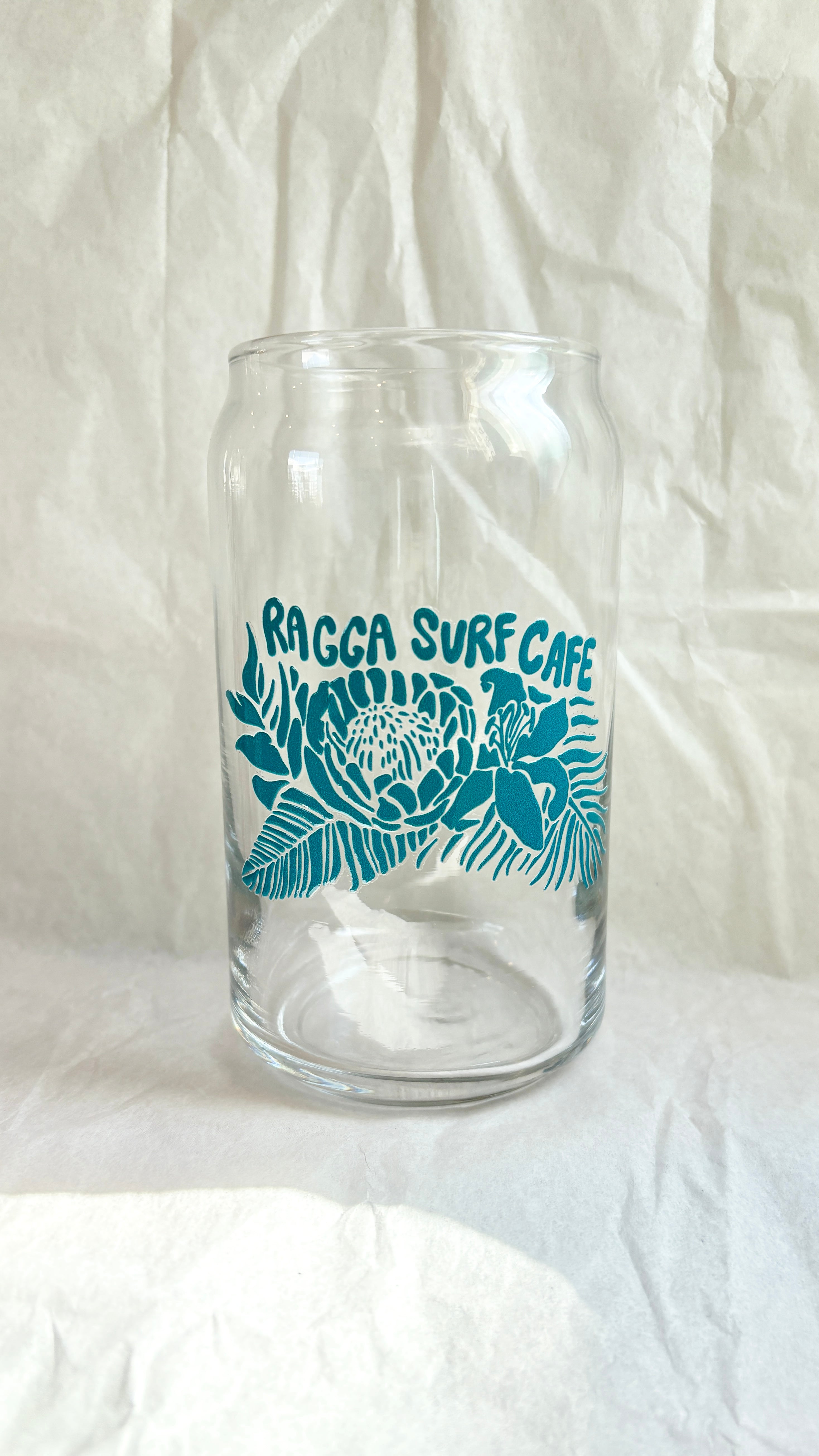 Ragga Surf Cafe X Lido Arts -  Floral Beer Can Glass