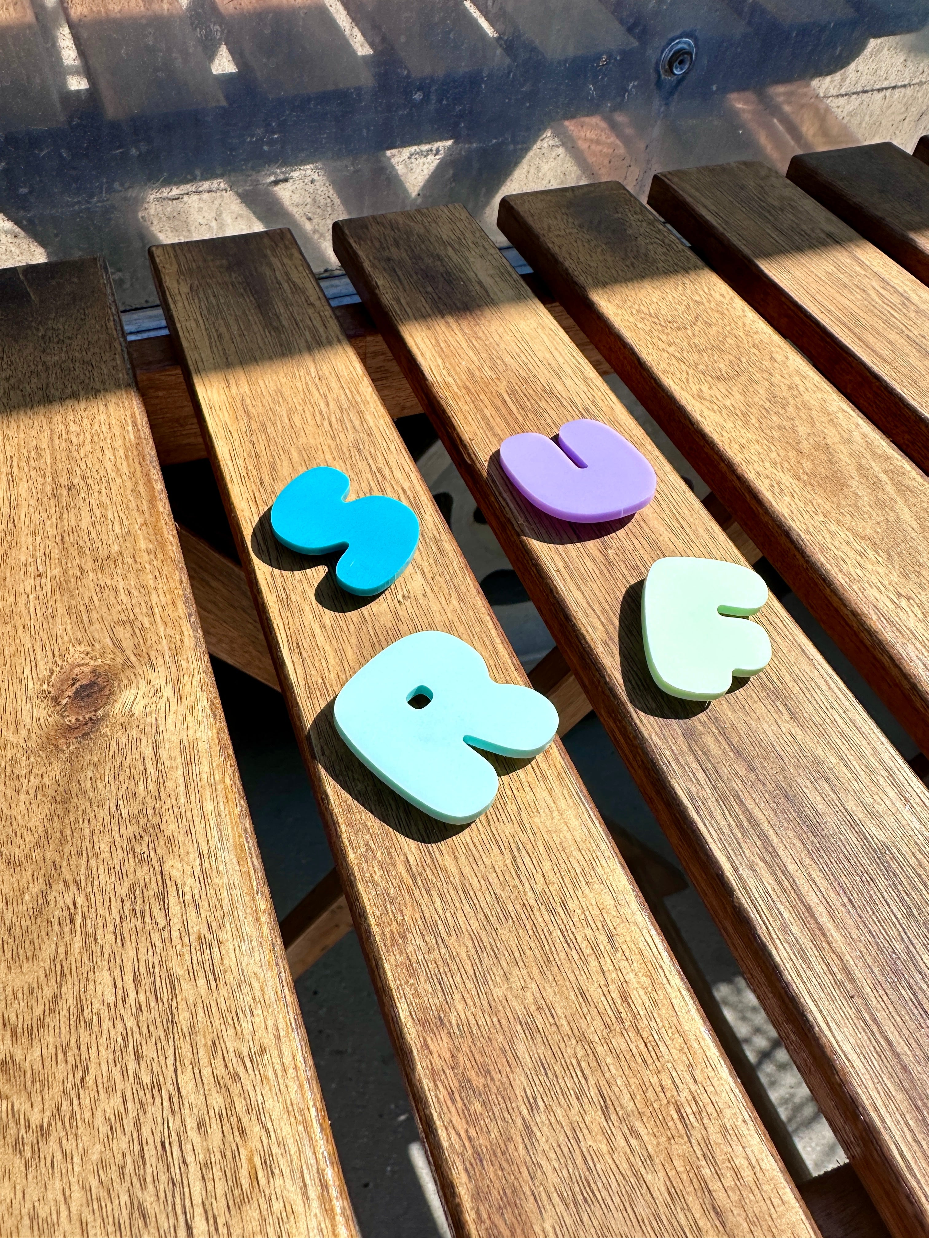 Raggamuffin® Acrylic 'SURF' Letter Fridge Magnets