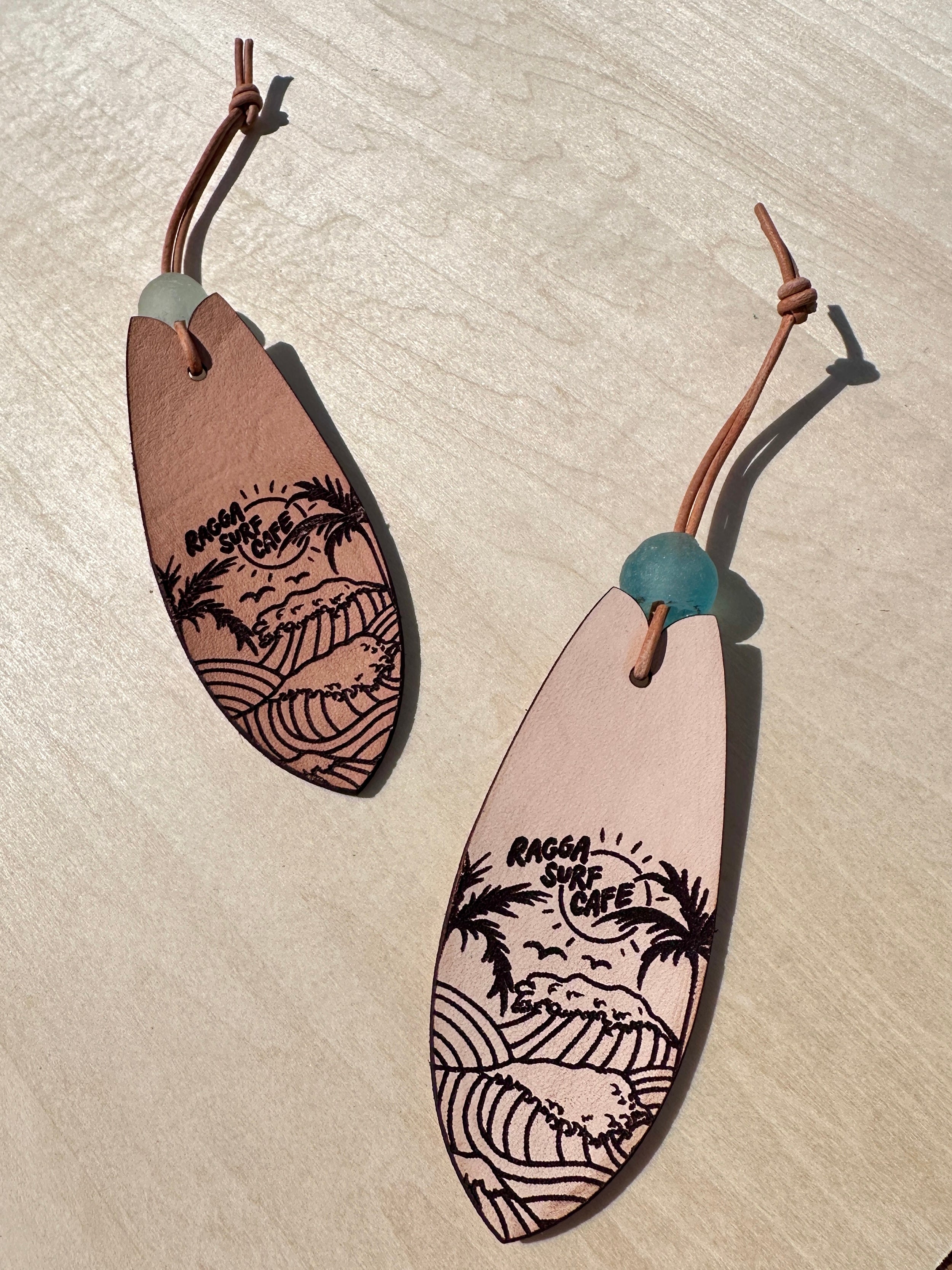 RSC Leather & Glass Bead Surfboard Keychain