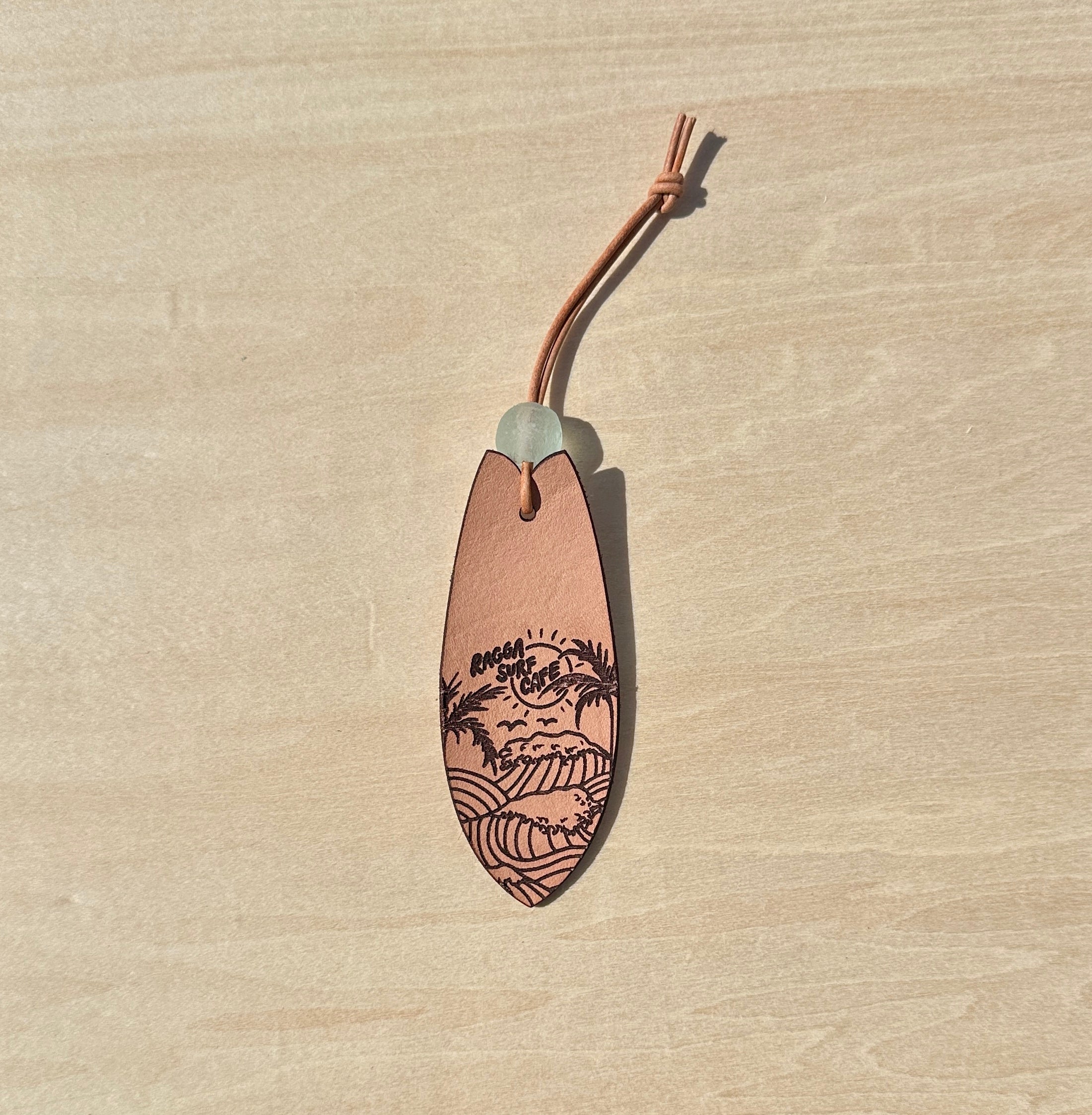 RSC Leather & Glass Bead Surfboard Keychain