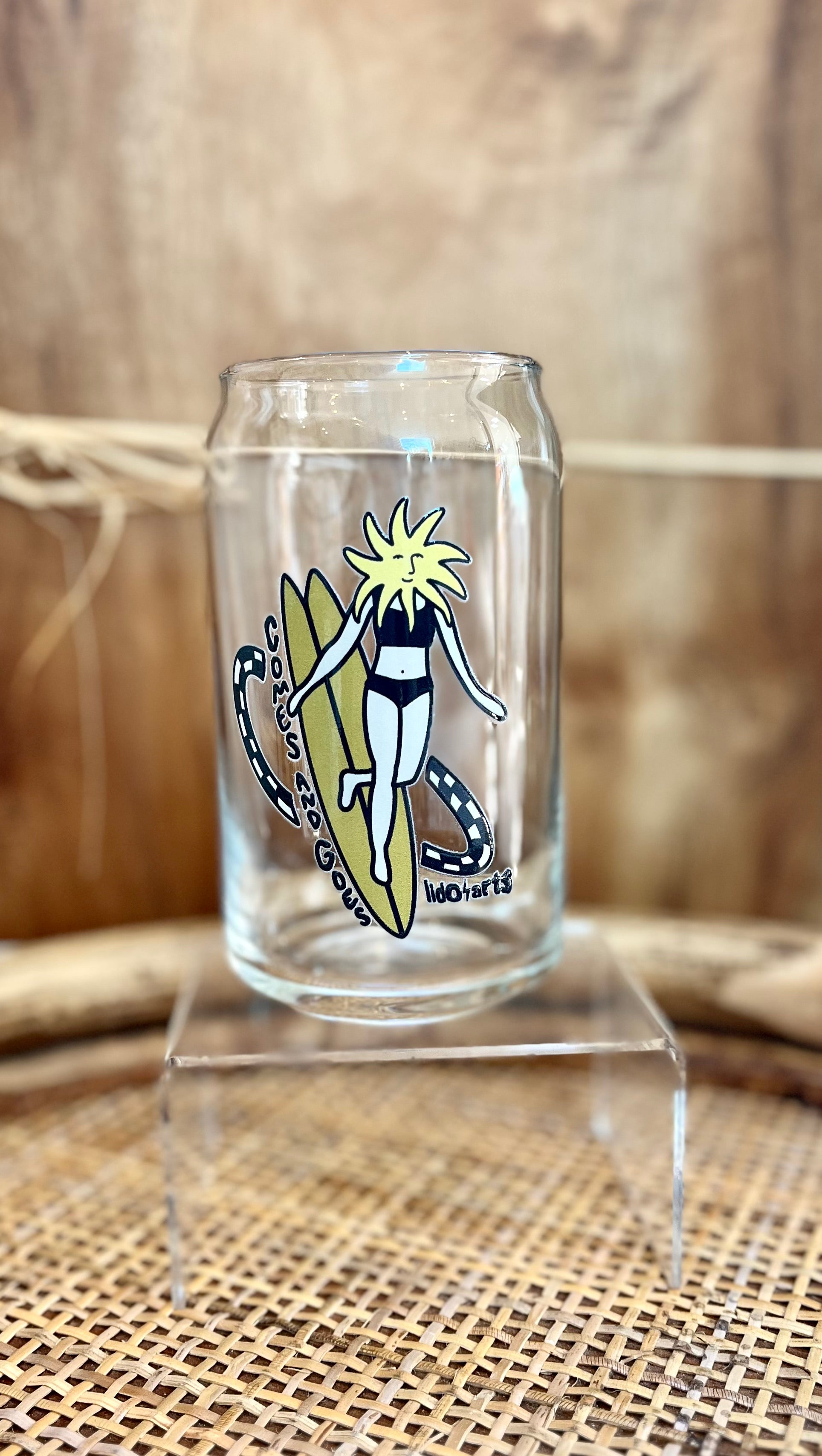 Lido Arts Comes and Goes -  Beer Can Glass