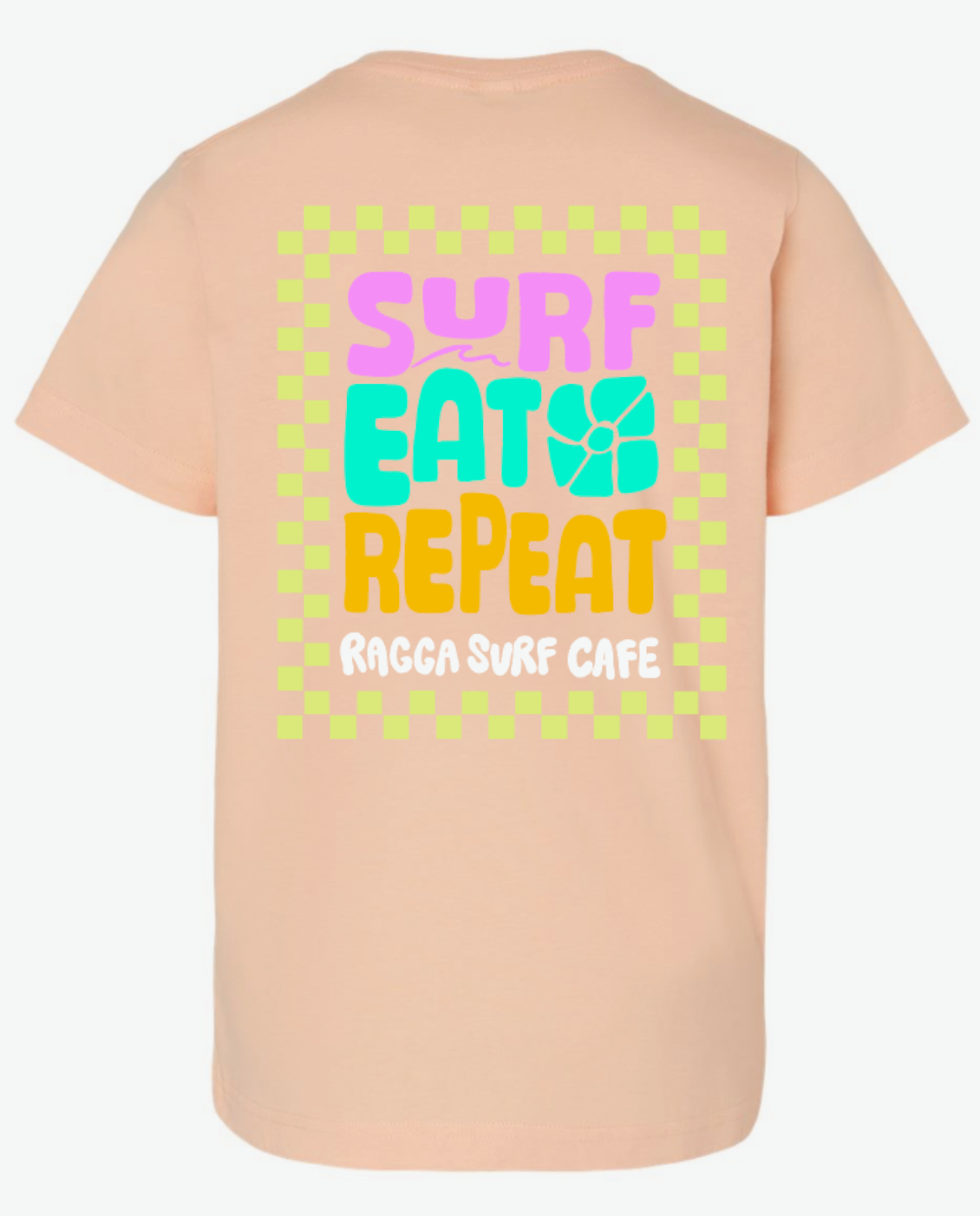 Youth RSC Surf Eat Repeat Check - Peachy Youth Tee