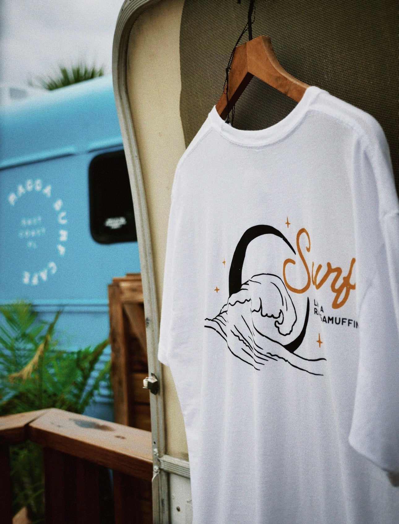 Surf Like A Raggamuffin White Back of Shirt