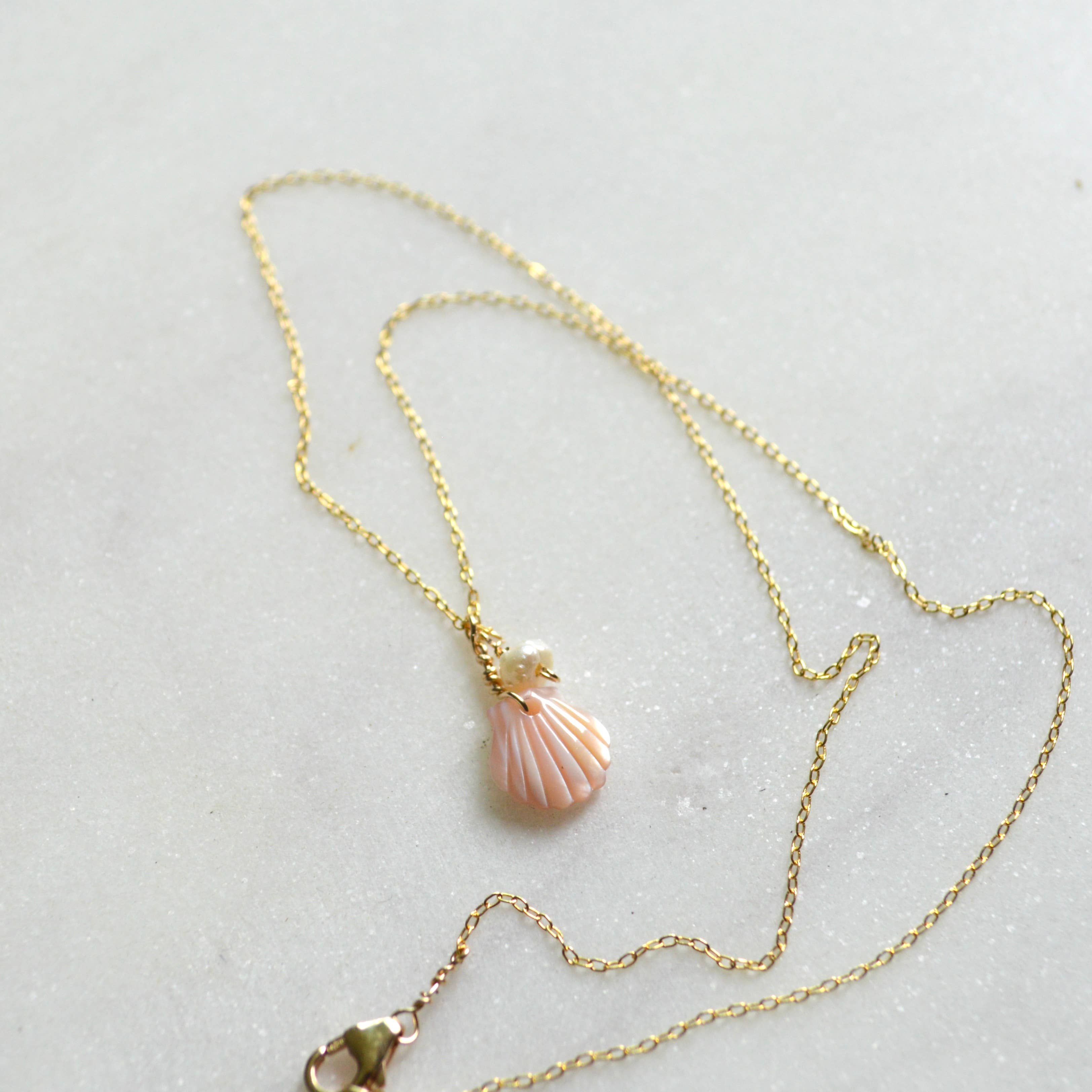 Pink Scallop Shell Necklace