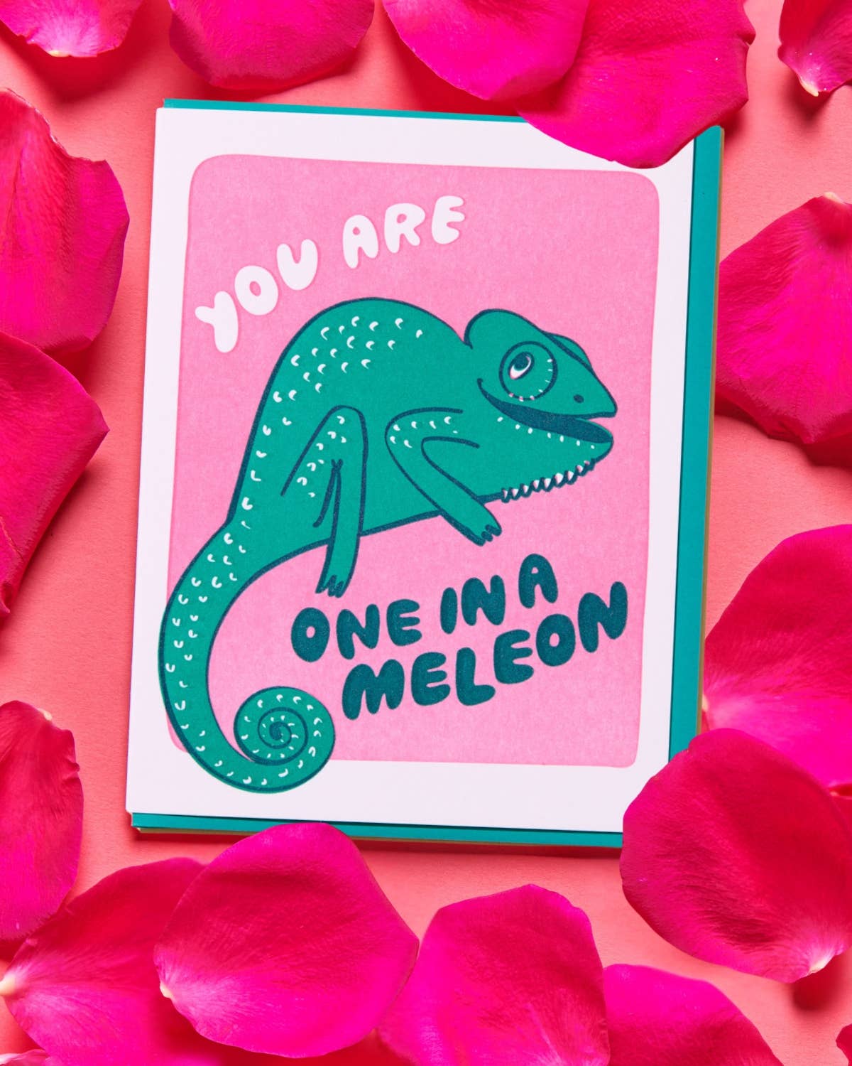 One In A Meleon Letterpress Love or Friendship Card, Chameleon - Made in USA