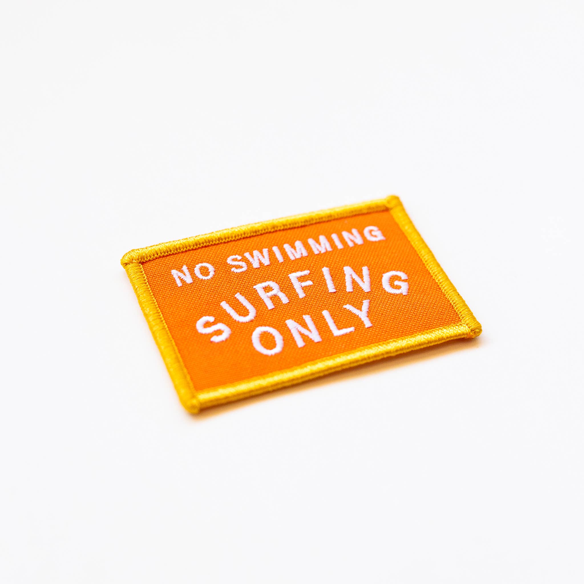 No Swimming, Surfing Only Embroidered Iron on Patch