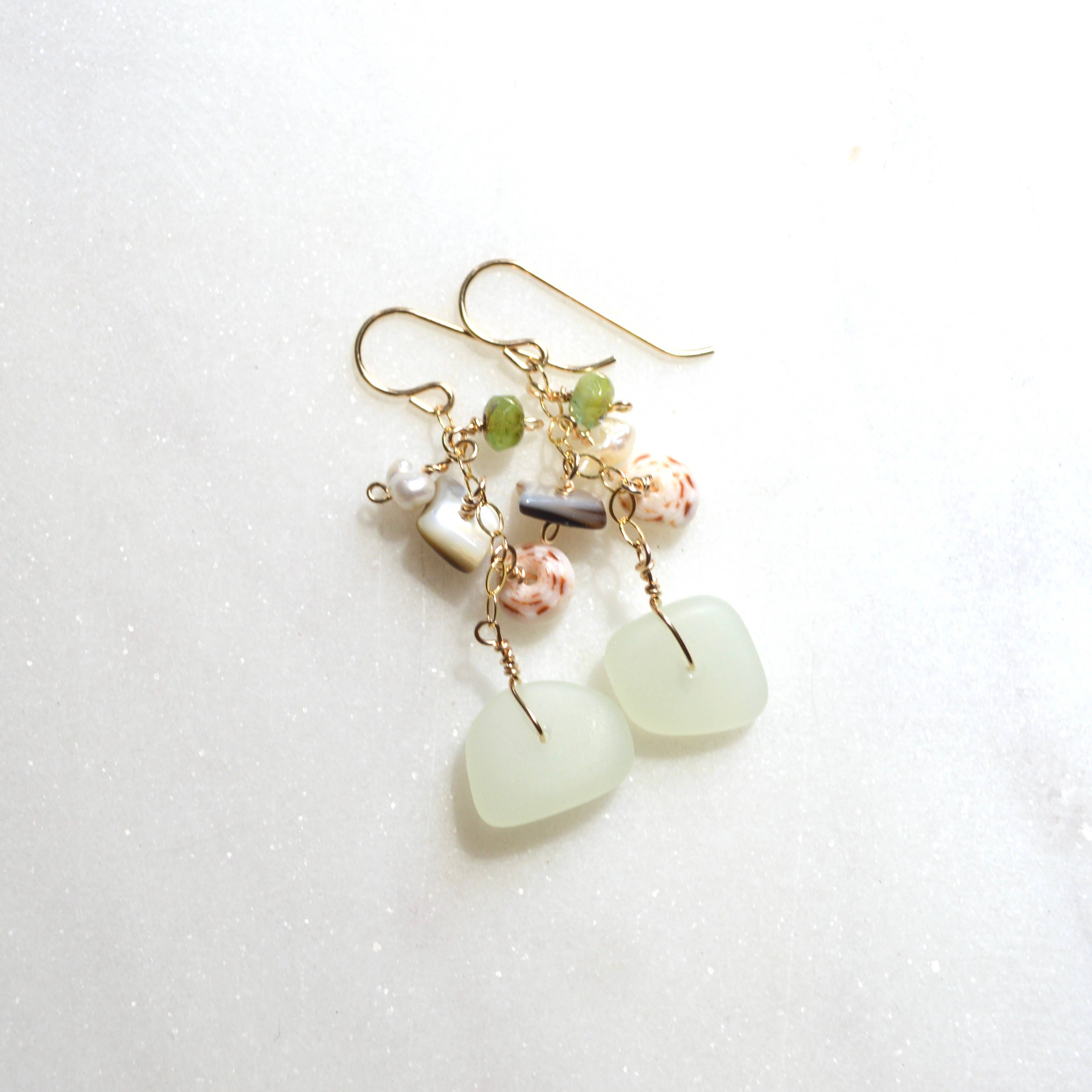Opaque Sea Foam Glass Earrings